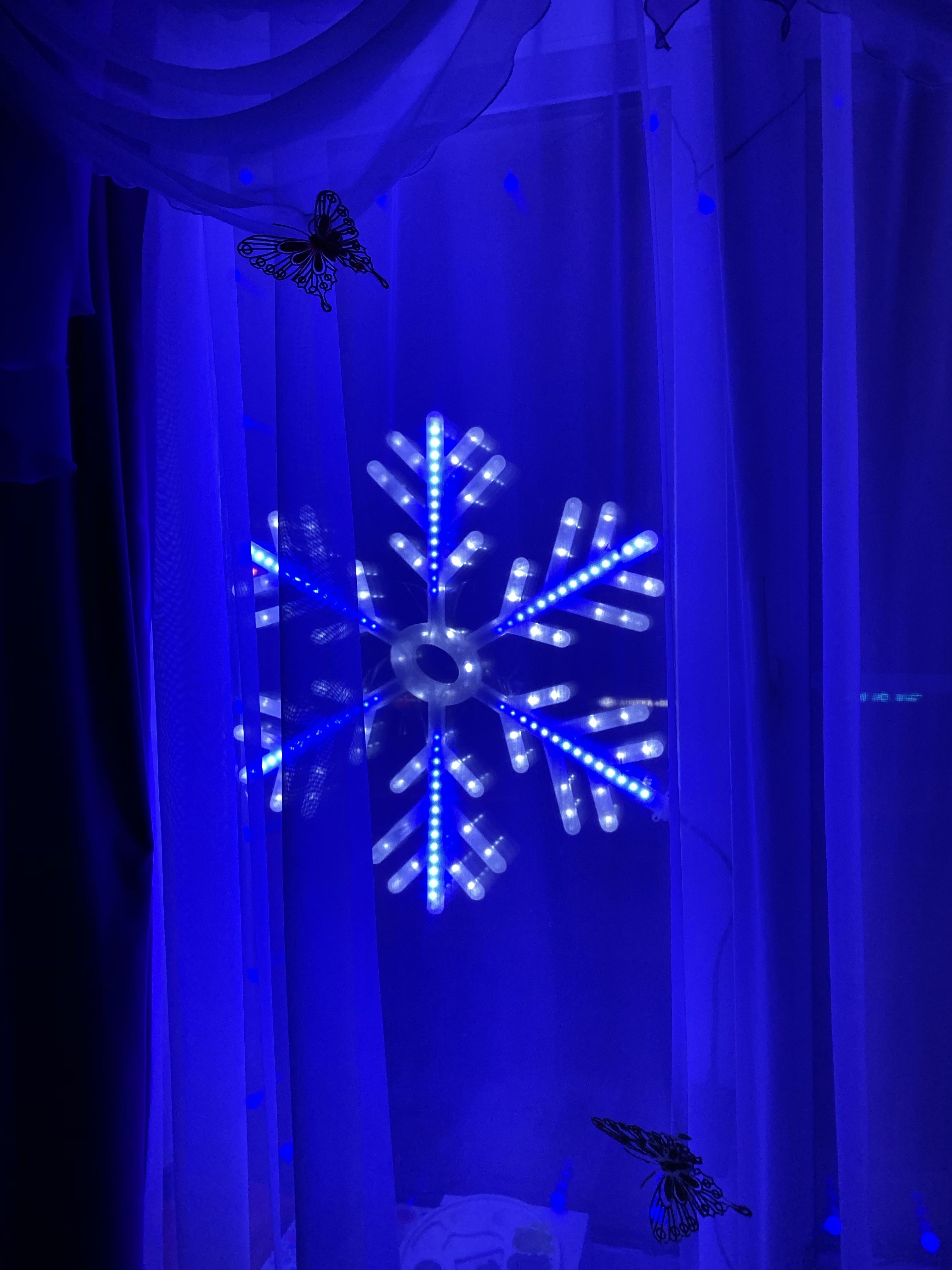 Фотография покупателя товара Фигура "Снежинка" d=60 см, пластик, 196 LED, бегущий эффект, 220V, БЕЛО СИНИЙ - Фото 1