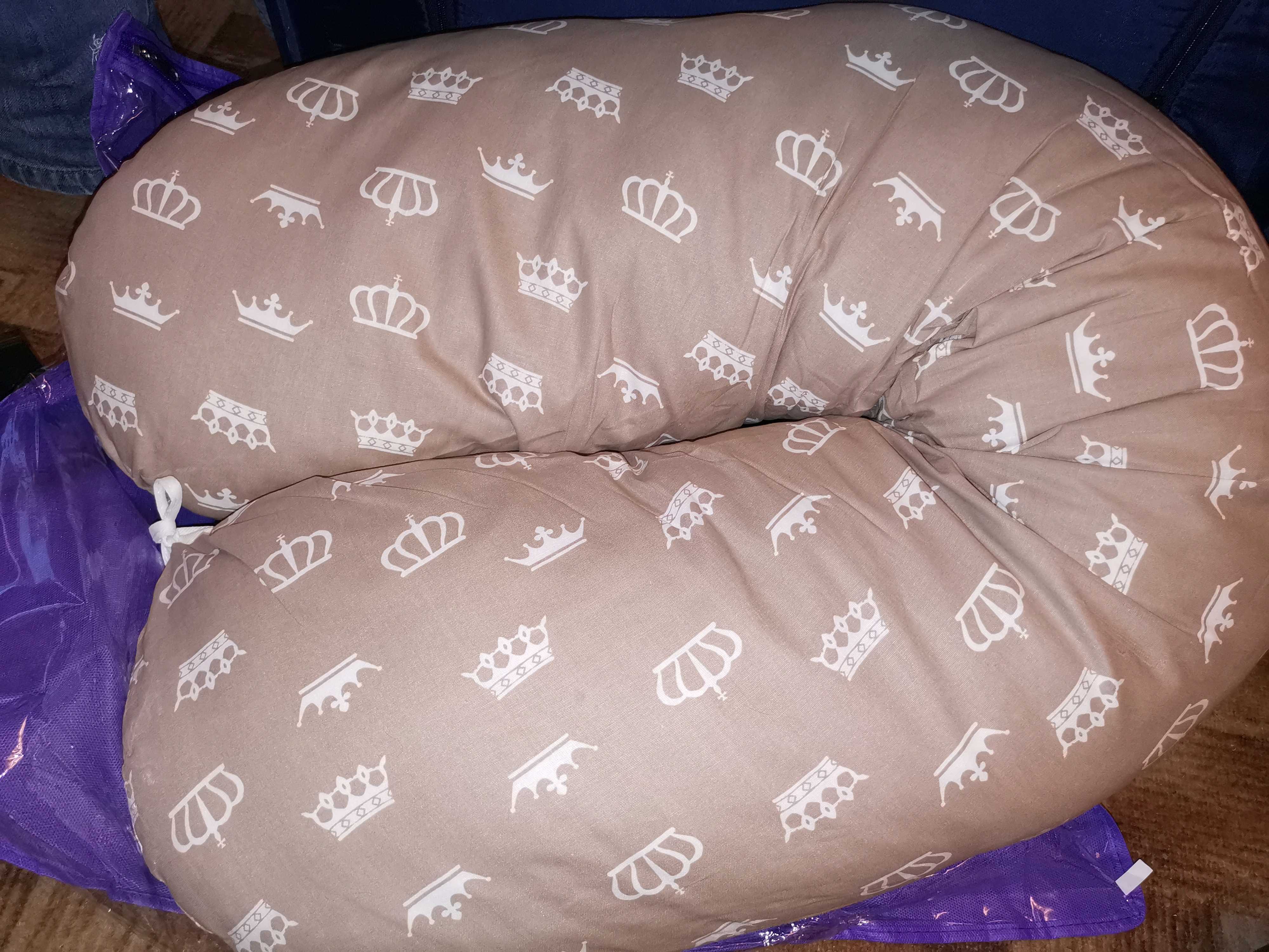 Фотография покупателя товара Подушка для беременных, 25х170 см, бязь, чехол на молнии, файбер, цвет бежевый МИКС - Фото 2