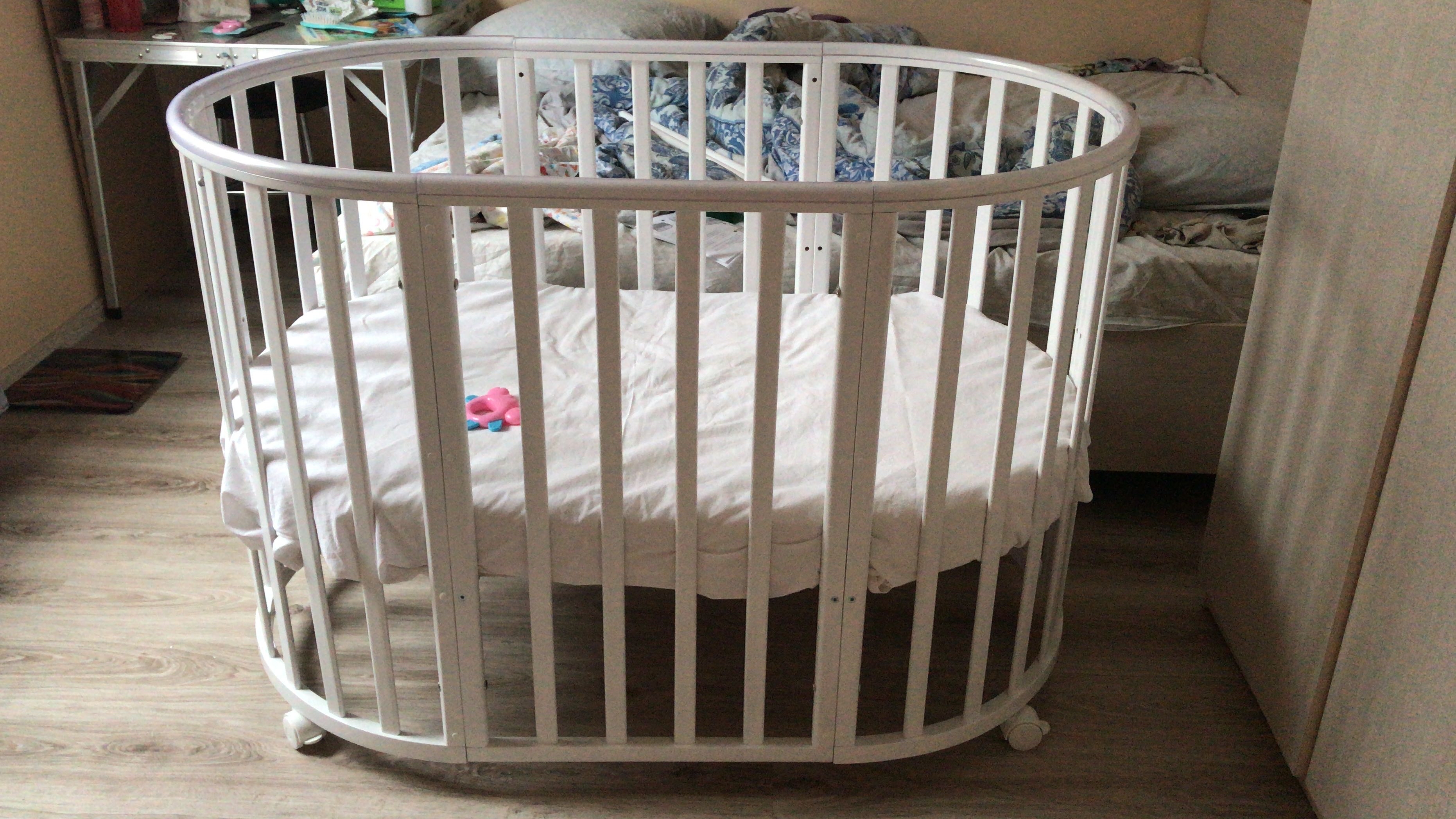 Фотография покупателя товара Детская кроватка трансформер Incanto Mimi 7 в 1, круглая/овальная, белая - Фото 1