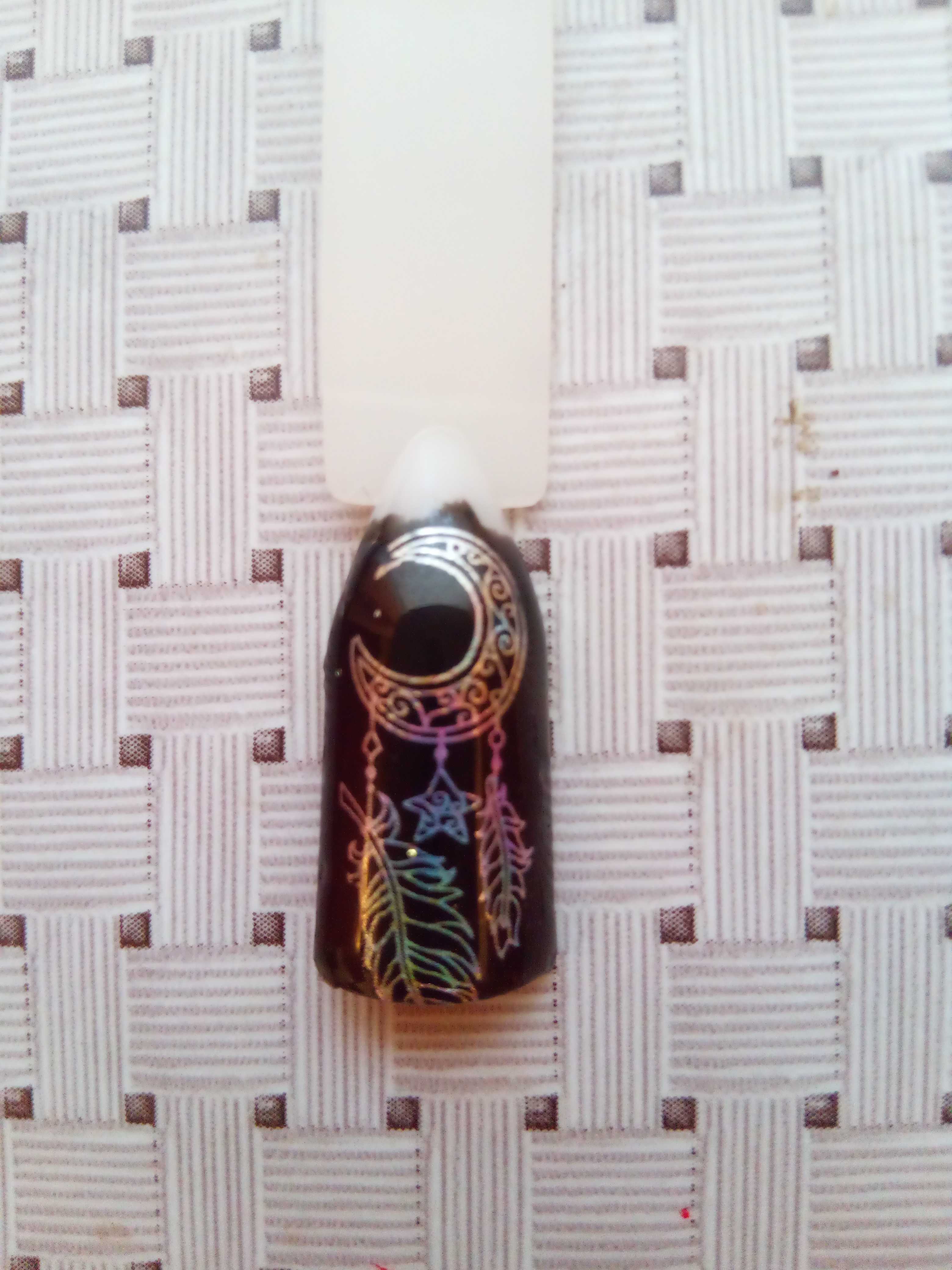 Фотография покупателя товара Переводная фольга для декора «Ловец снов», с рисунком, 4 × 80 см, в пластиковом футляре, цвет голографичный серебристый