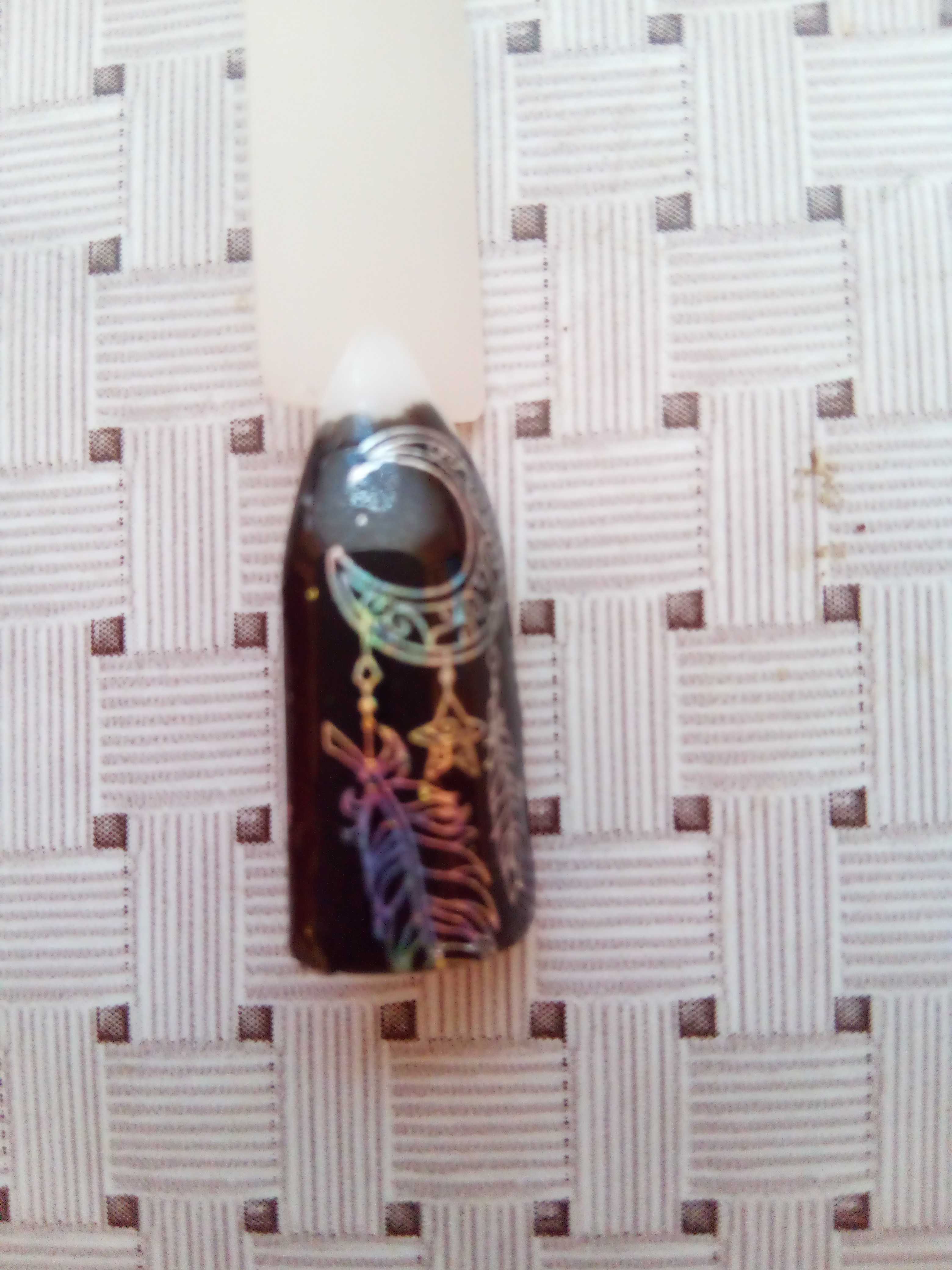 Фотография покупателя товара Переводная фольга для декора «Ловец снов», с рисунком, 4 × 80 см, в пластиковом футляре, цвет голографичный серебристый - Фото 4