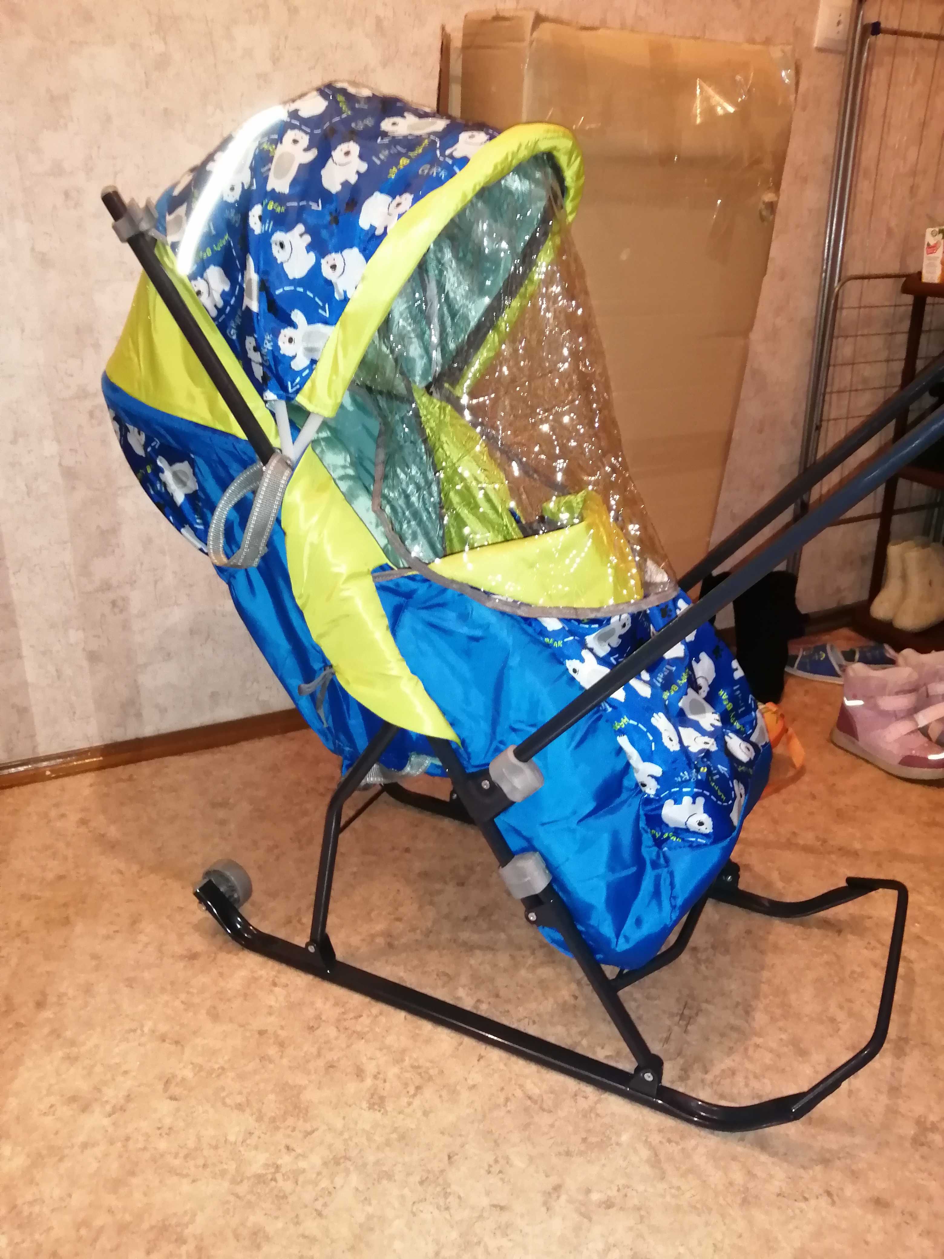 Фотография покупателя товара Санки коляска «Умка 3. Мишки», цвет: синий - Фото 2