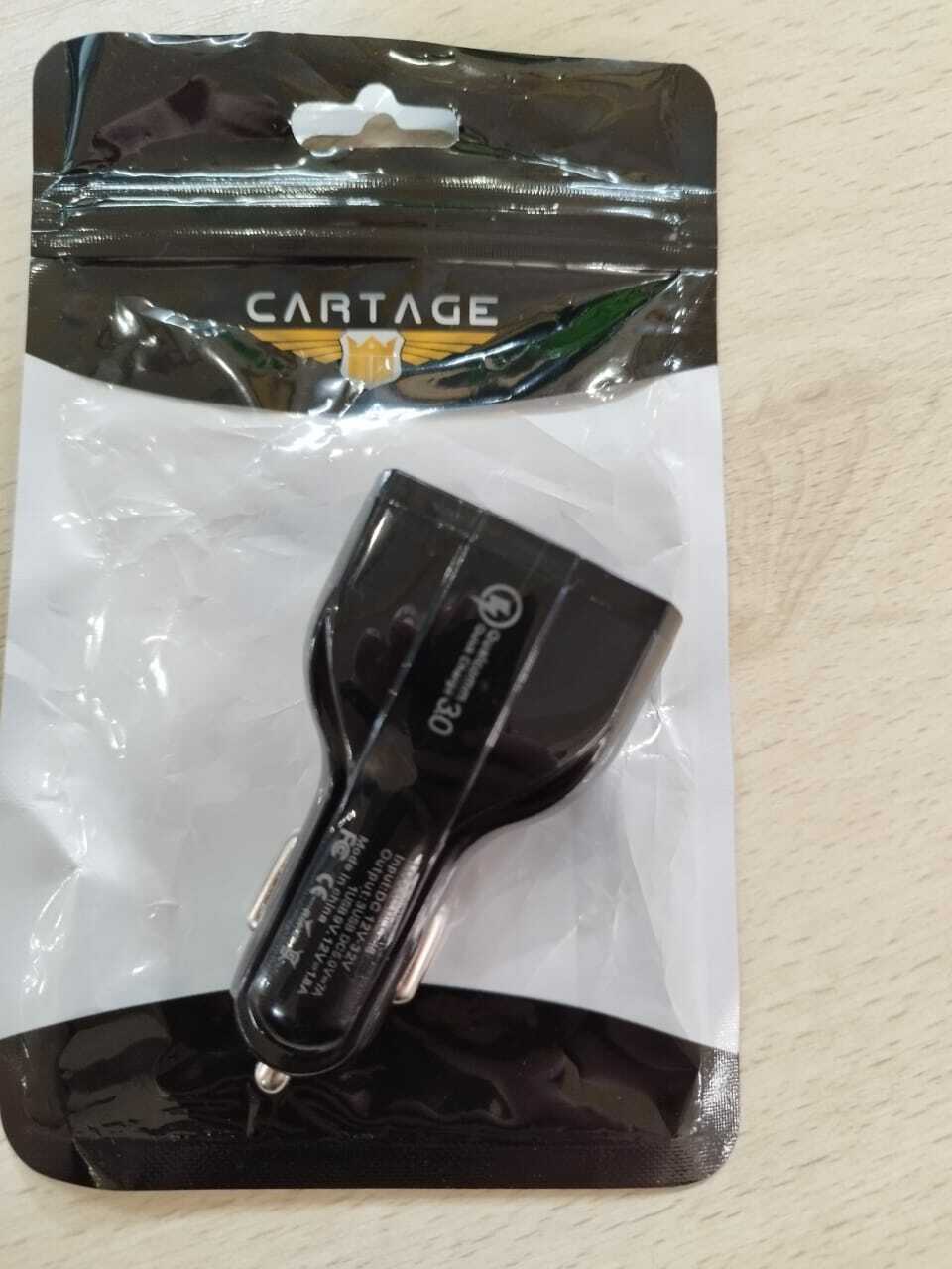 Фотография покупателя товара Зарядное устройство Cartage, 12-24 В, 2 USB, Type-C 3.5 А, черный - Фото 3