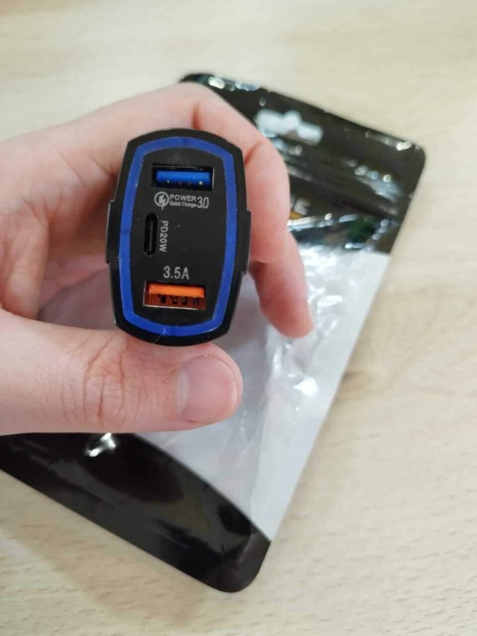 Фотография покупателя товара Зарядное устройство Cartage, 12-24 В, 2 USB, Type-C 3.5 А, черный - Фото 2