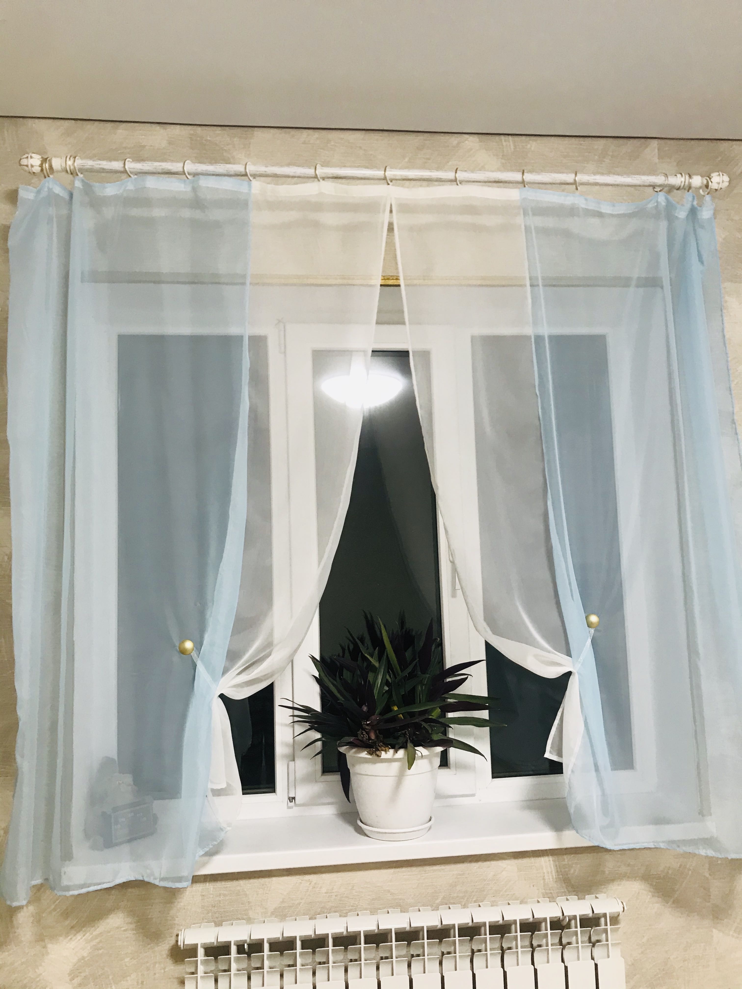 Фотография покупателя товара Комплект штор для кухни Witerra Лидия 250х160см, голубой, пэ100% - Фото 1