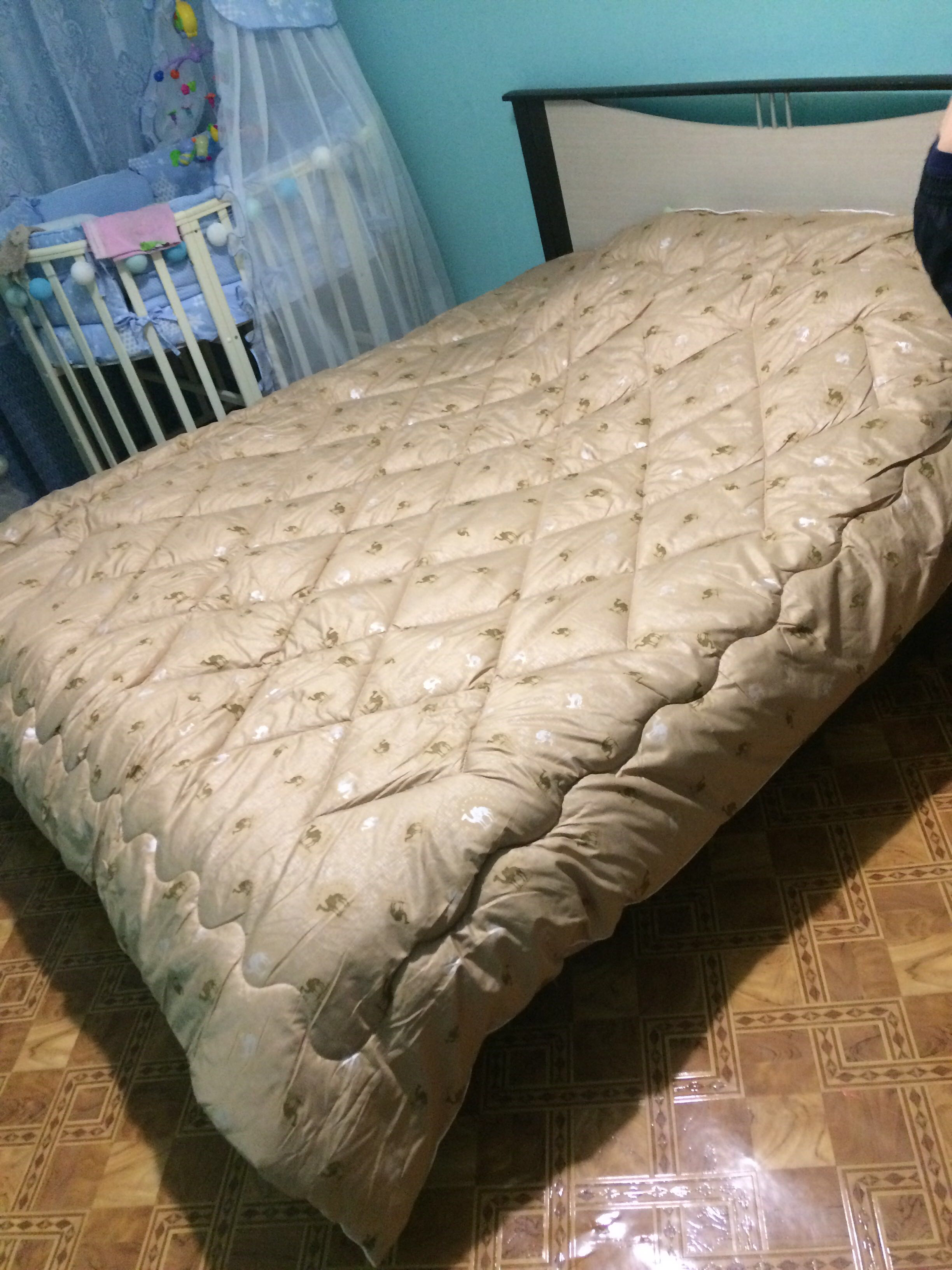 Фотография покупателя товара Одеяло зимнее 220х205 см, шерсть верблюда, ткань глосс-сатин, п/э 100% 100%