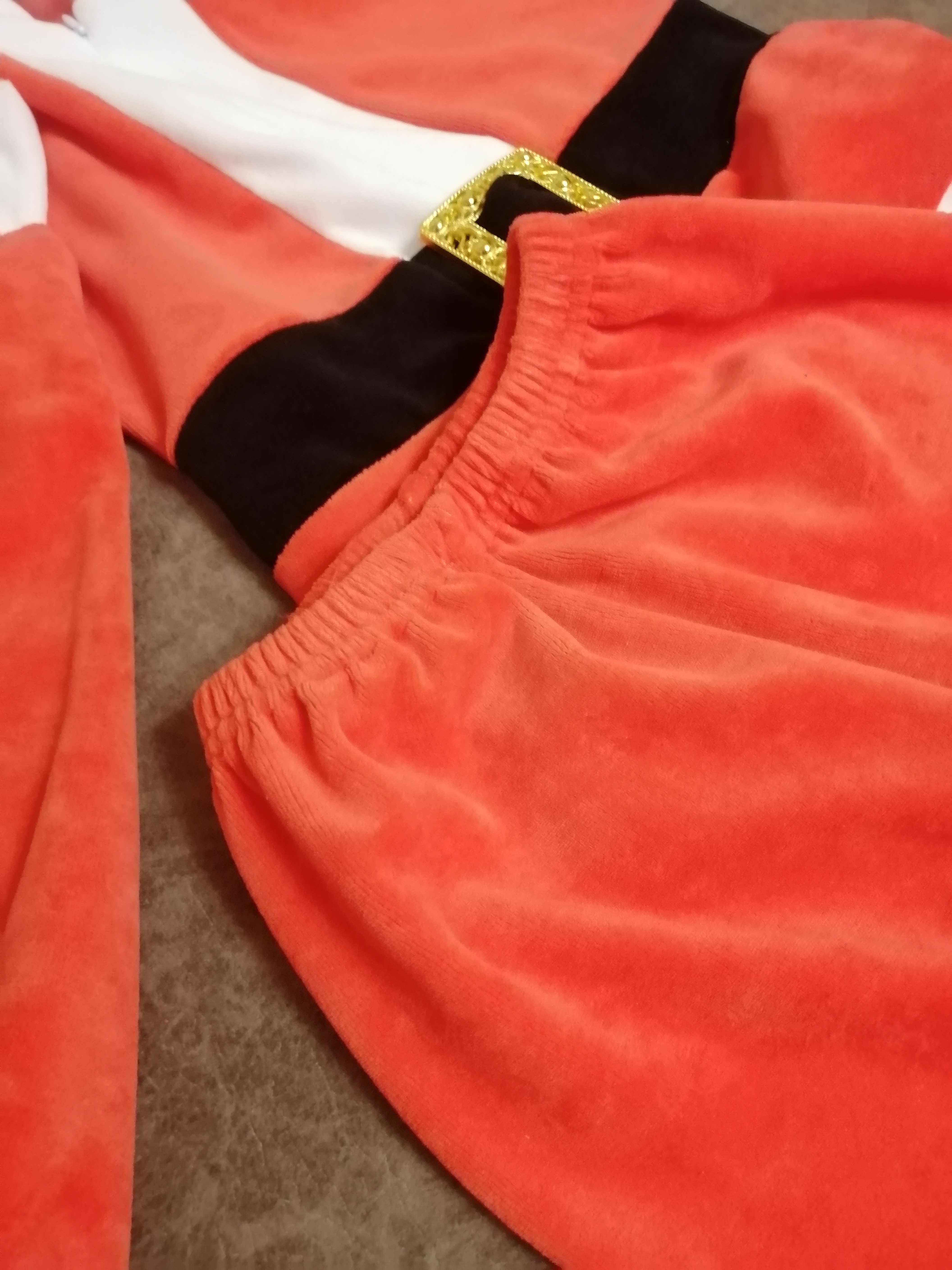 Фотография покупателя товара Карнавальный костюм от 1,5-3-х лет "Дед Мороз", велюр, куртка с ремнём, колпак, штаны, рост 104 см, цвета МИКС - Фото 5