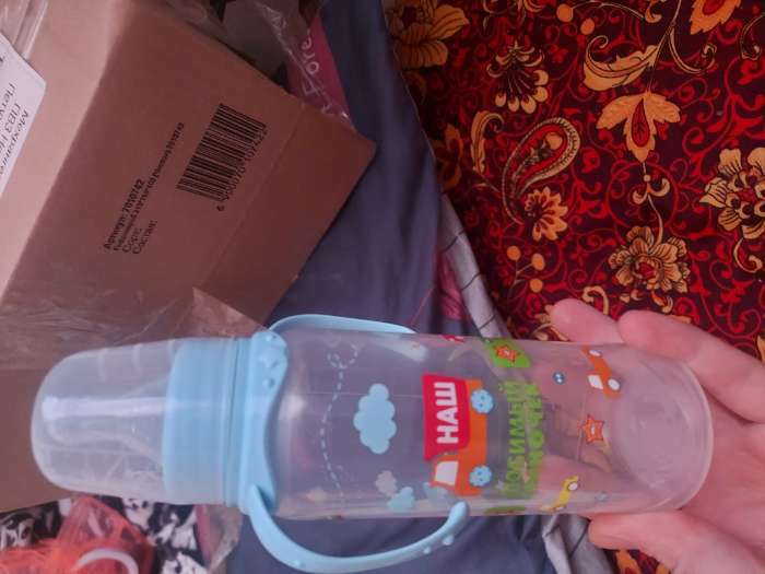 Фотография покупателя товара Бутылочка для кормления «Малыш», классическое горло, с ручками, 250 мл, от 0 мес., цвет синий - Фото 1