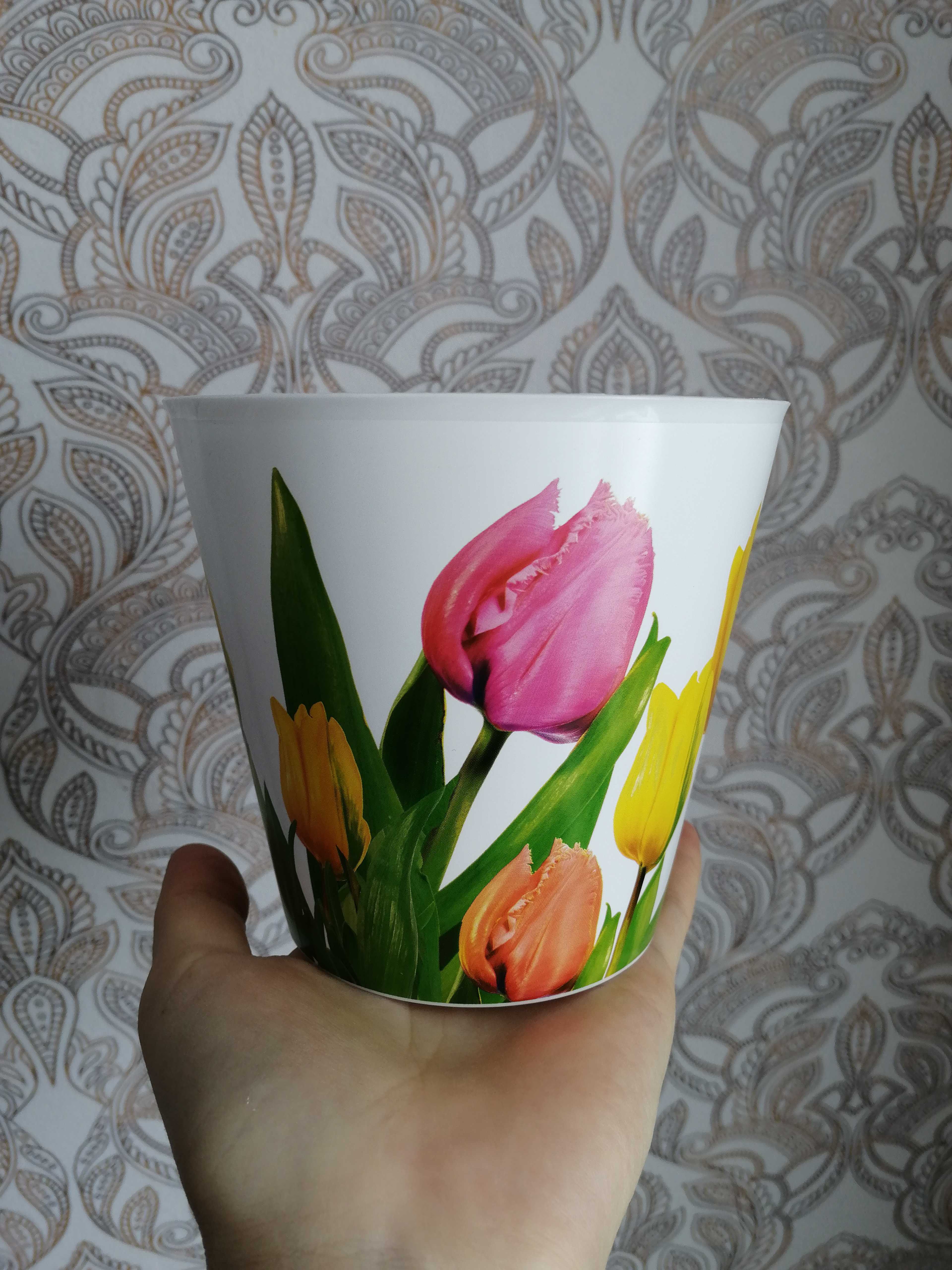 Фотография покупателя товара Кашпо для цветов «Тюльпаны», 0,8 л, 11 х 12 см - Фото 1