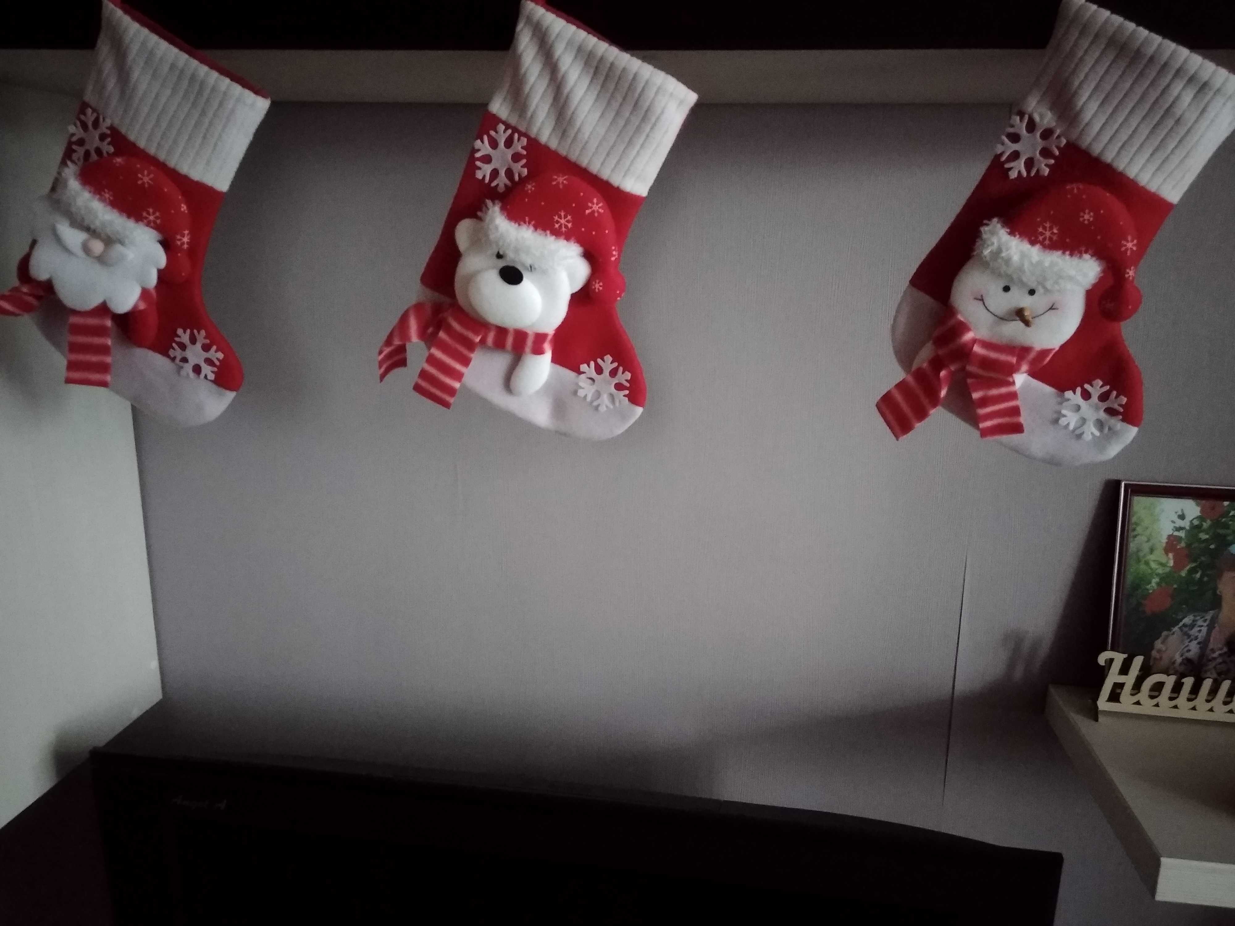 Фотография покупателя товара Носок для подарков "Снегопад" Снеговик, 18х26 см, бело-красный - Фото 5