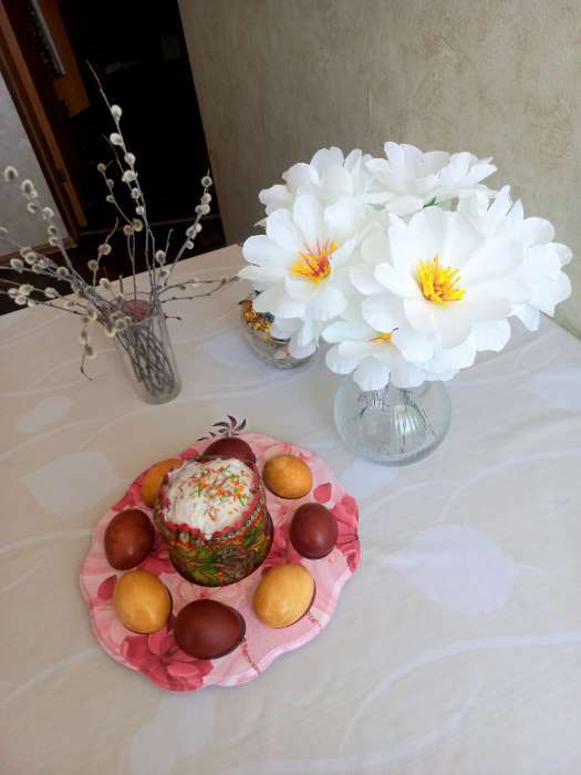 Фотография покупателя товара Пасхальная подставка «Цветы», на 8 яиц и кулич - Фото 1