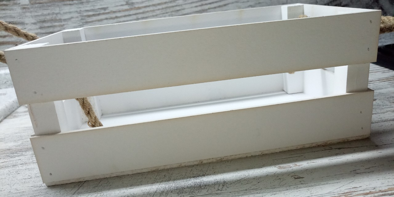 Фотография покупателя товара Кашпо деревянное 24.5×13.5×9 см "Двушка Лайт" реечное, ручка верёвка, белый Дарим Красиво