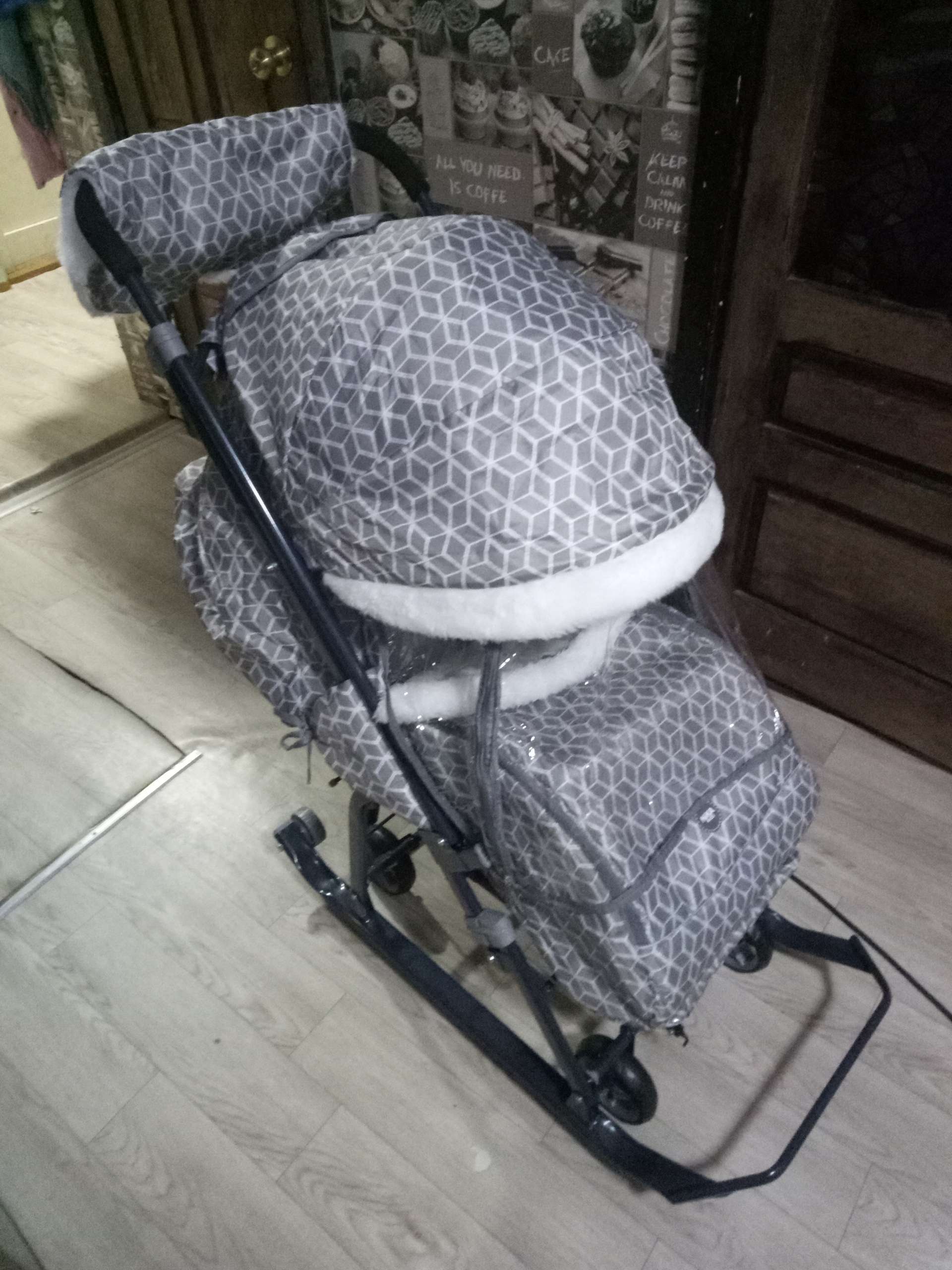Фотография покупателя товара Санки коляска «Ника Детям НД 7-1Б», принт: с ромбиками серый - Фото 10