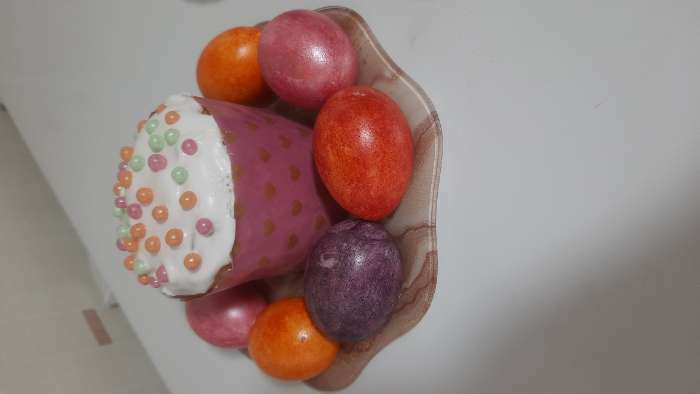 Фотография покупателя товара Подставка стеклянная для яиц Доляна «Со светлой Пасхой», d=21 см, 8 ячеек