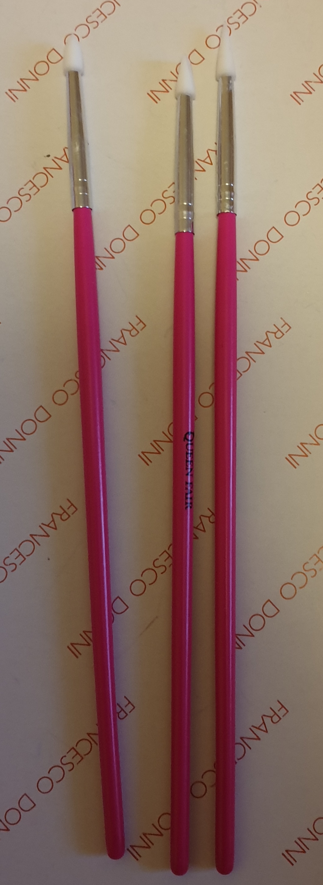 Фотография покупателя товара Набор силиконовых кистей для наращивания и дизайна ногтей, 3 шт, 18 см, цвет розовый