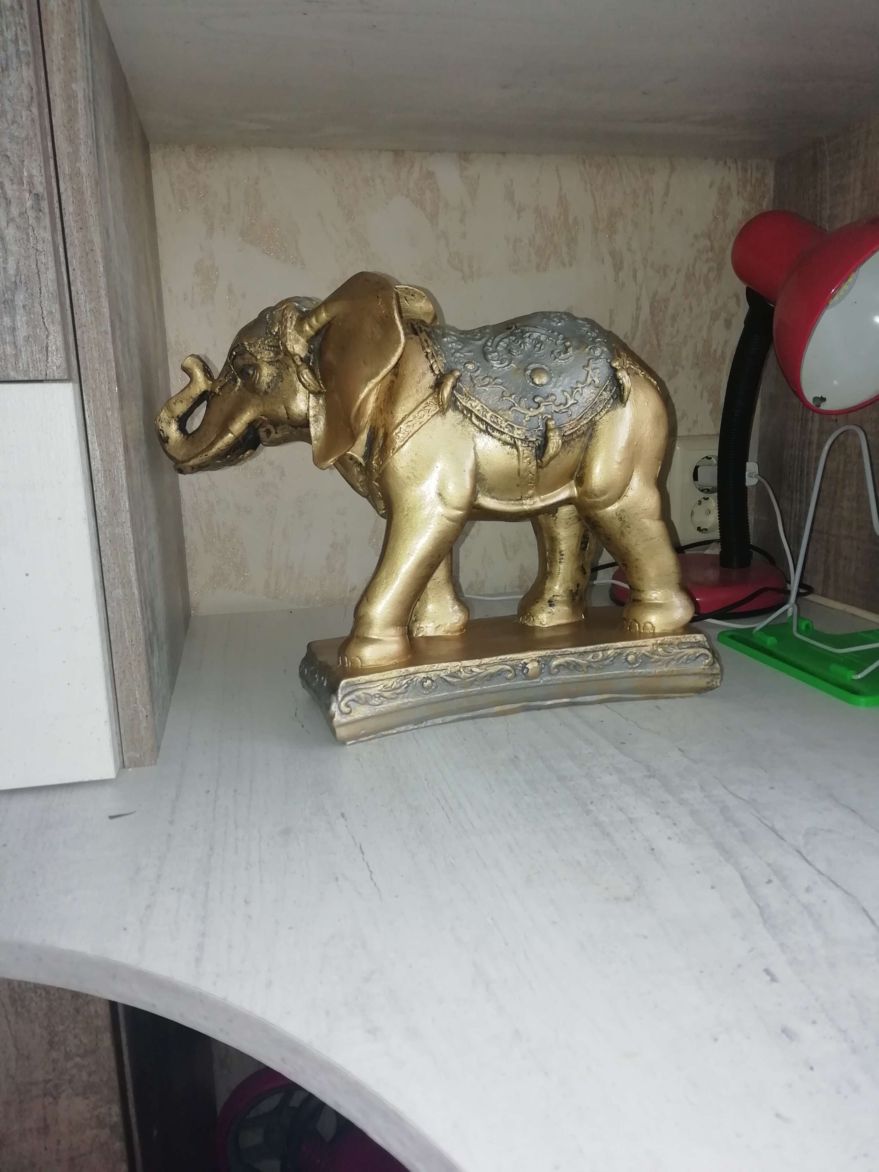 Фотография покупателя товара Фигура "Слон средний" бронза/серебро 31х12х27см - Фото 1