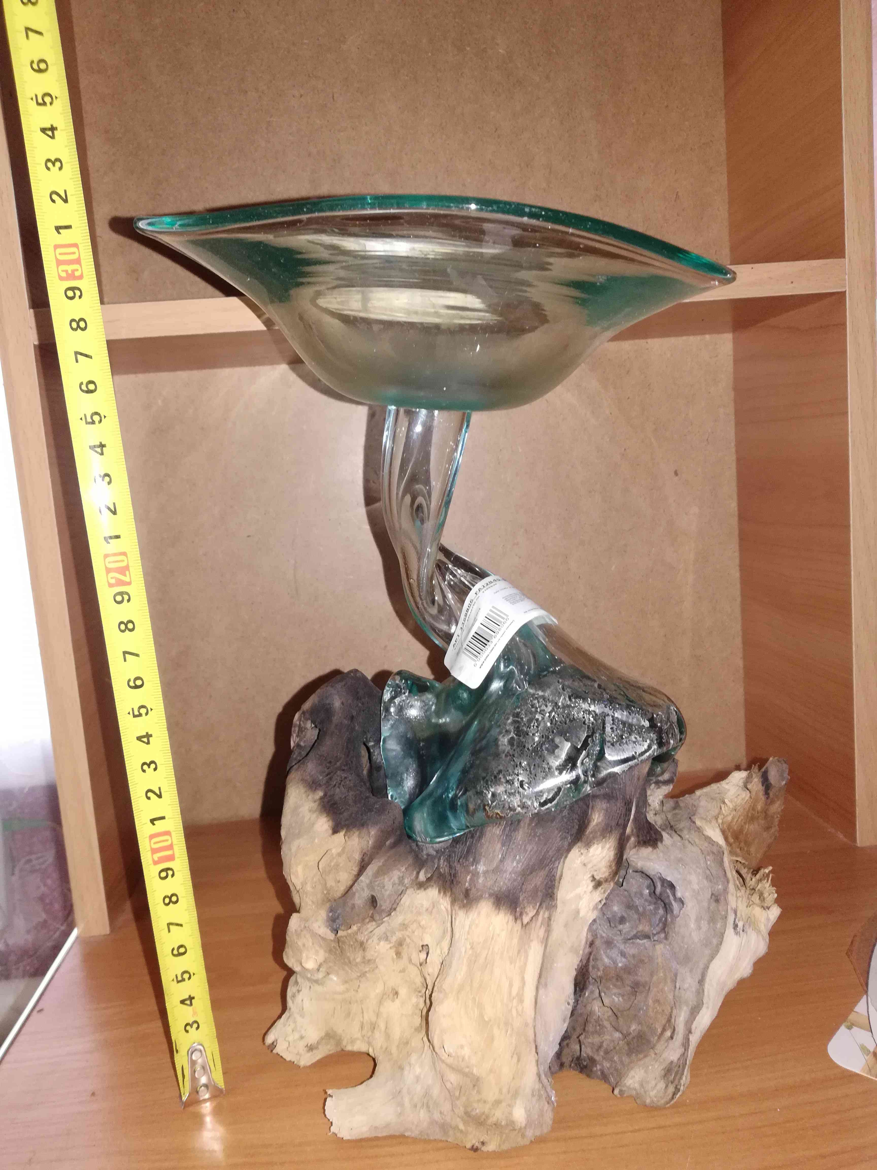 Фотография покупателя товара Вазон стекло на дереве "Лист" 33х23х20 см - Фото 1