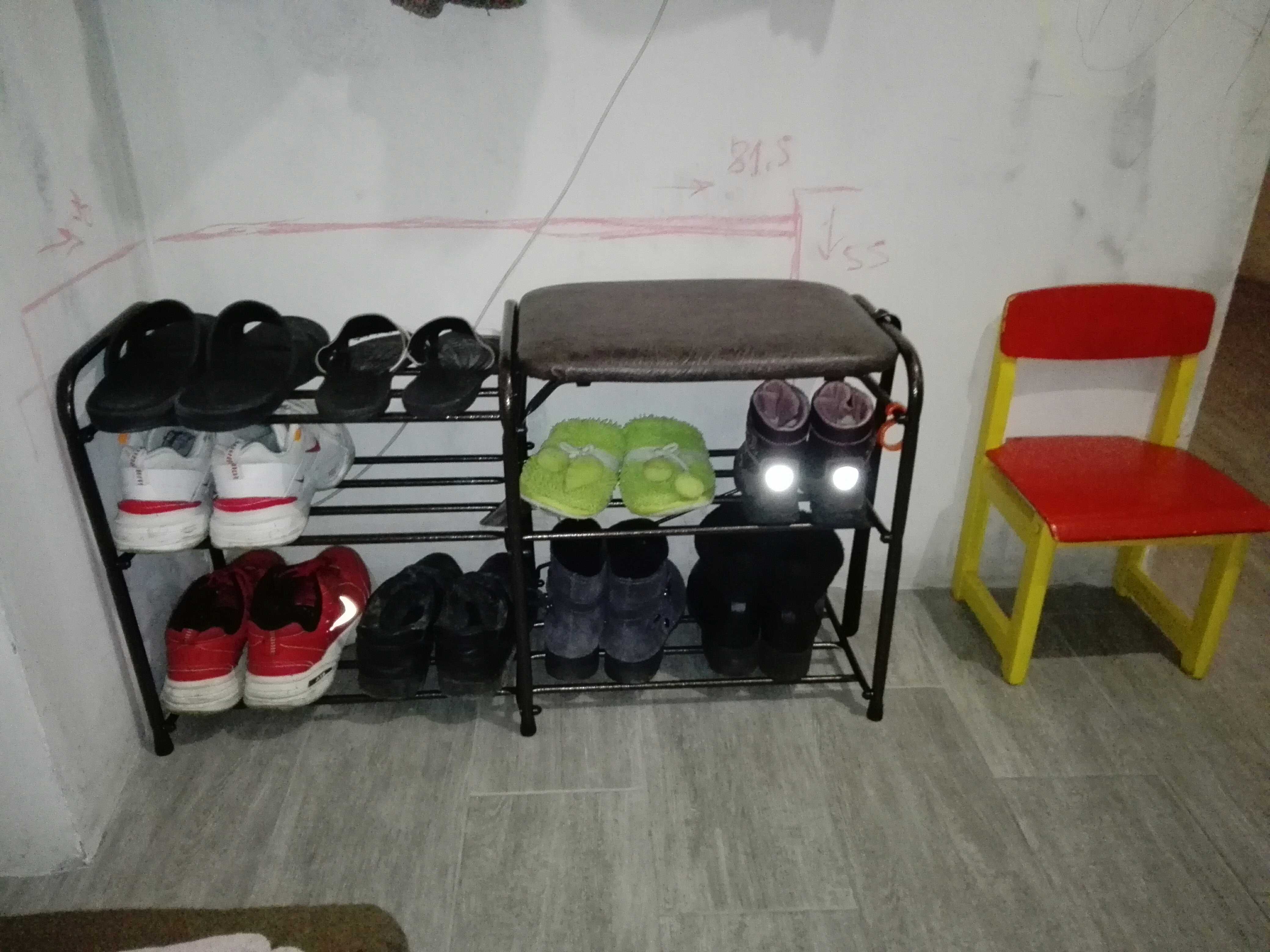 Фотография покупателя товара Подставка для обуви с сиденьем, 3 яруса, 89×30×48 см, цвет медный антик - Фото 6