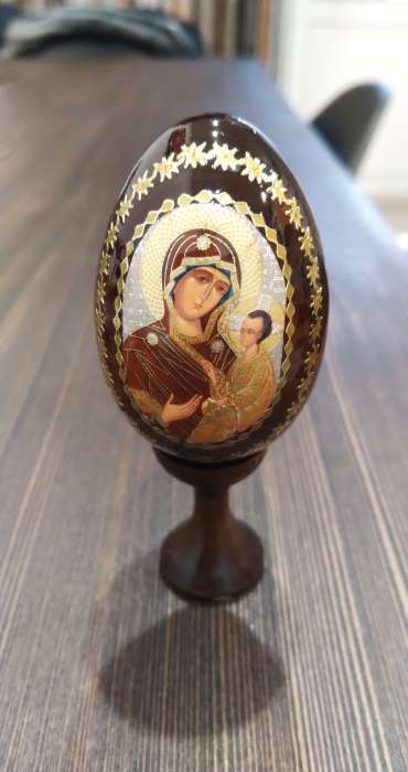 Фотография покупателя товара Сувенир Яйцо на подставке икона "Божья Матерь Тихвинская"