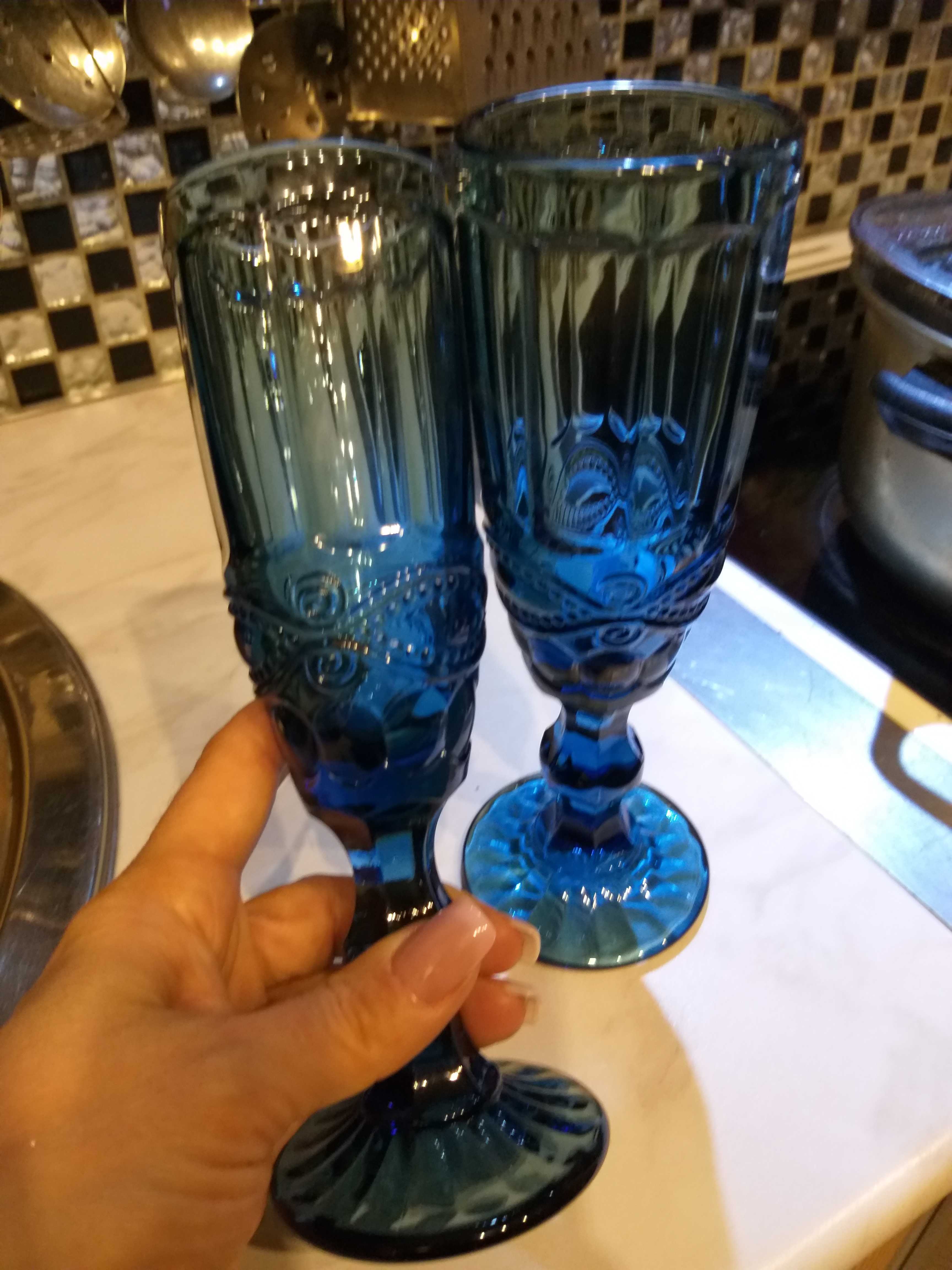 Фотография покупателя товара Бокал из стекла для шампанского Magistro «Ла-Манш», 160 мл, цвет синий