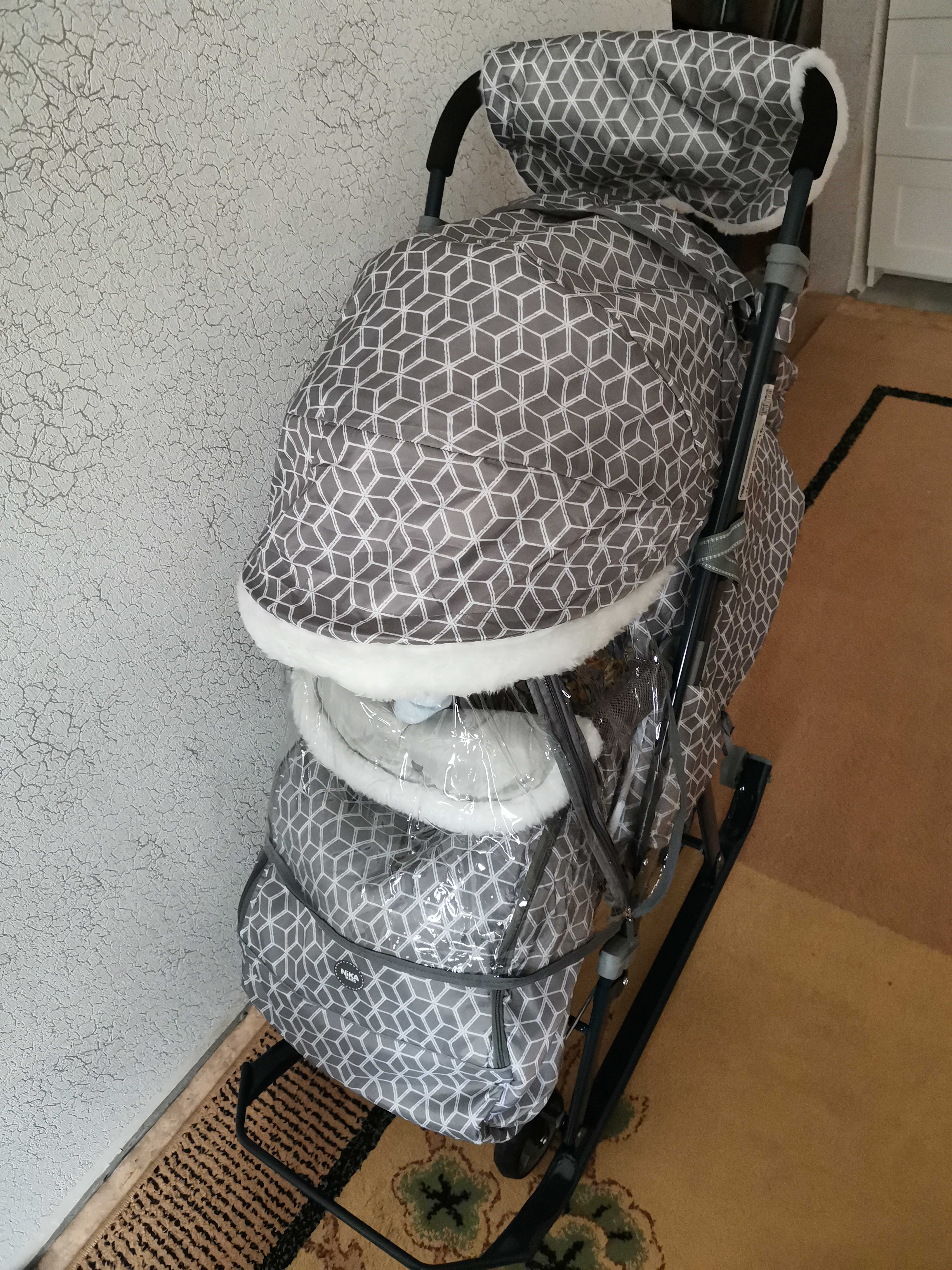 Фотография покупателя товара Санки коляска «Ника Детям НД 7-1Б», принт: с ромбиками серый - Фото 6