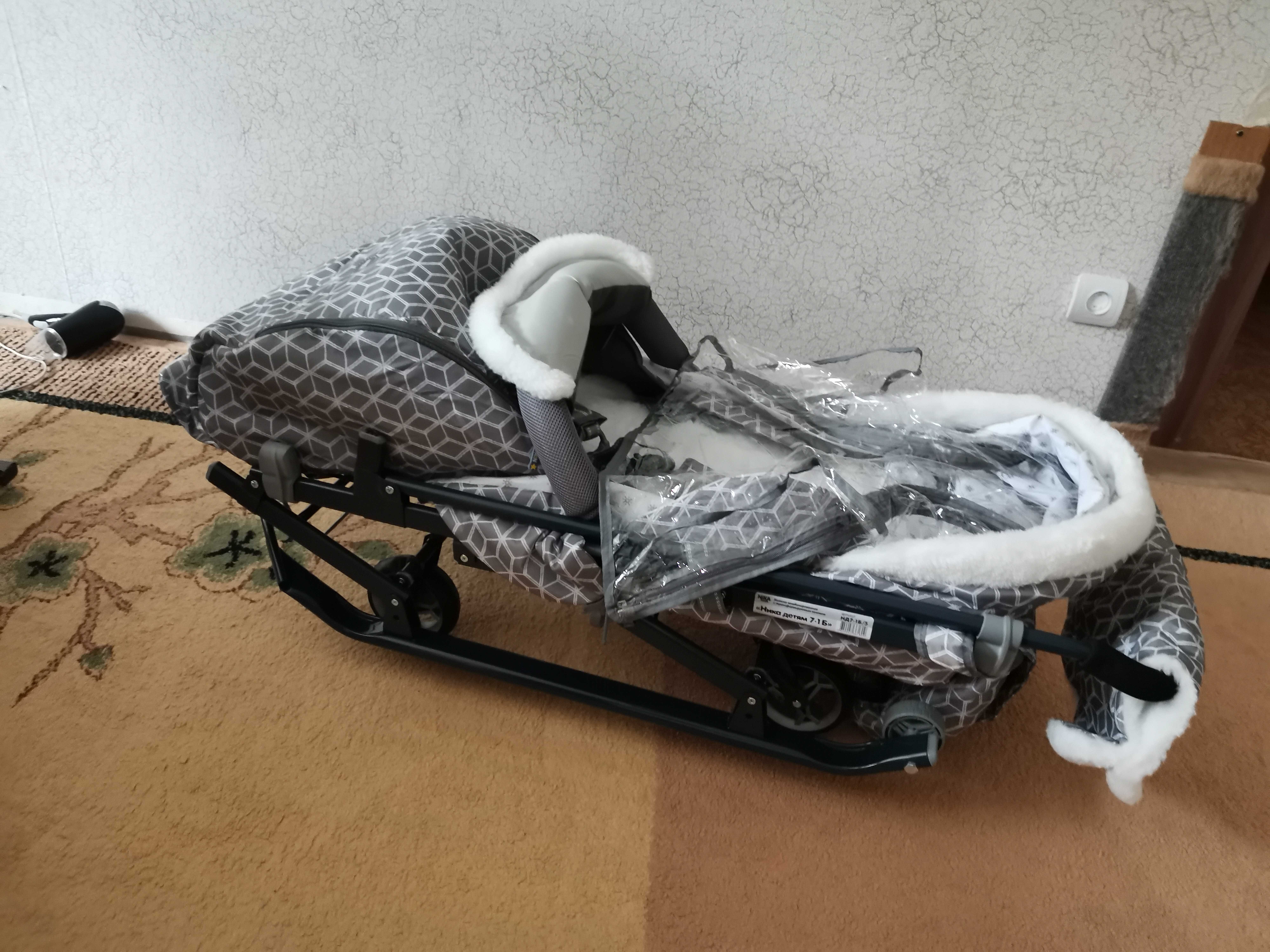 Фотография покупателя товара Санки коляска «Ника Детям НД 7-1Б», принт: с ромбиками серый - Фото 7