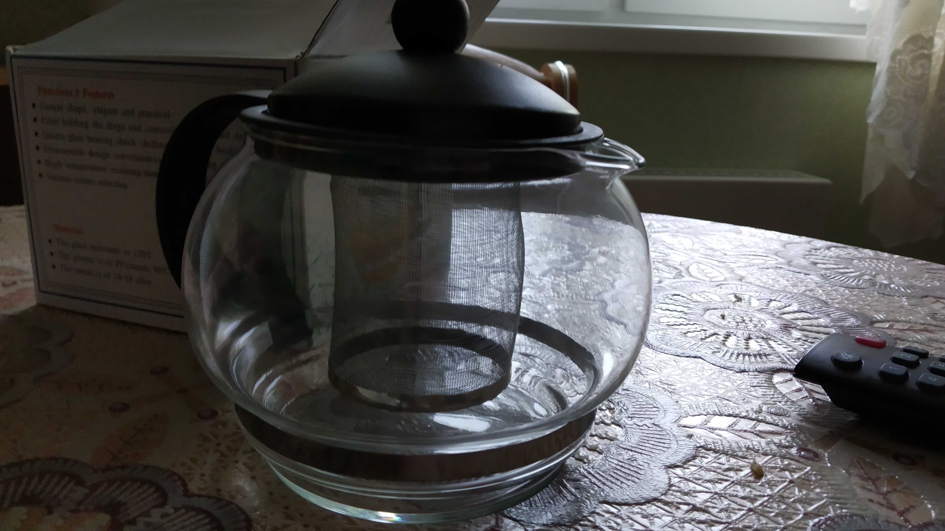 Фотография покупателя товара Чайник стеклянный заварочный «Вдохновение», 1,25 л, с металлическим ситом, цвет чёрный - Фото 1
