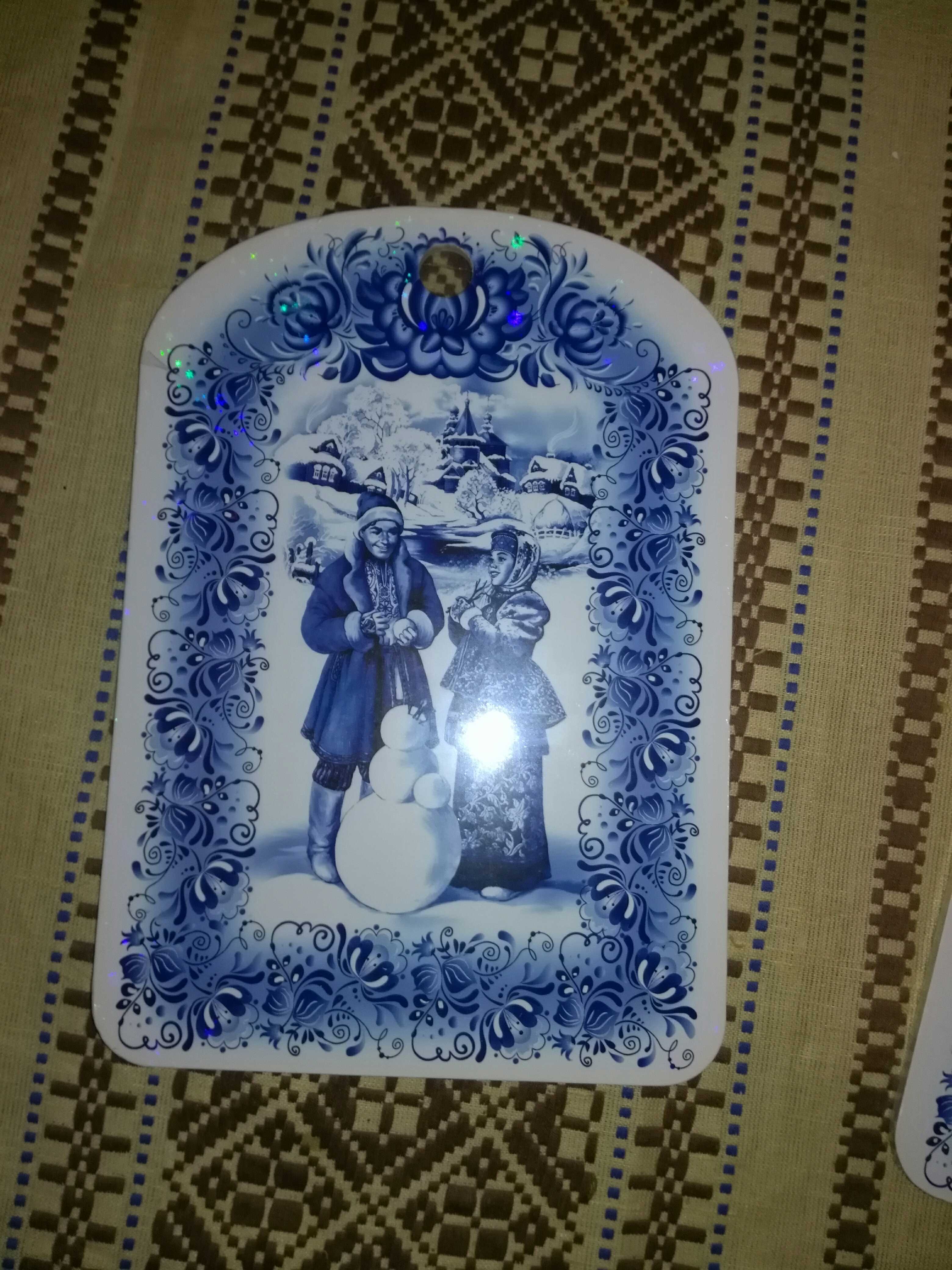 Фотография покупателя товара Доска разделочная сувенирная "Гжель", 19,5×27,5 см - Фото 2
