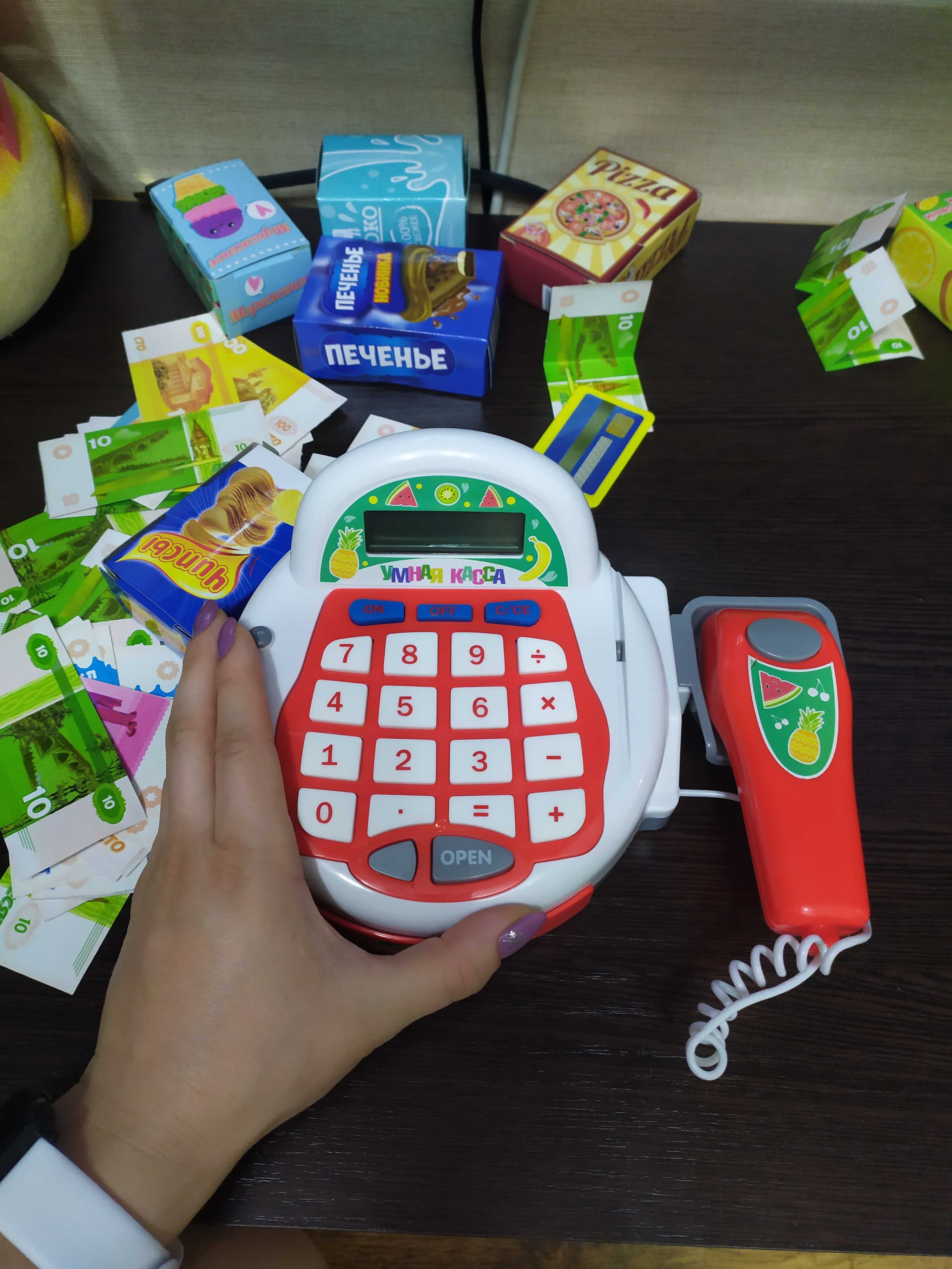 Фотография покупателя товара Касса-калькулятор «Умная касса-1», с аксессуарами, световые и звуковые эффекты - Фото 3