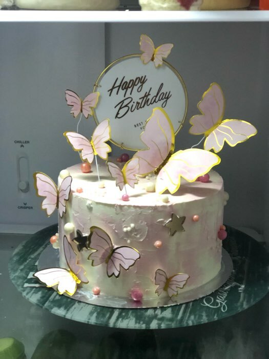 Фотография покупателя товара Набор для украшения торта «С днём рождения», бабочки, цвет розовый