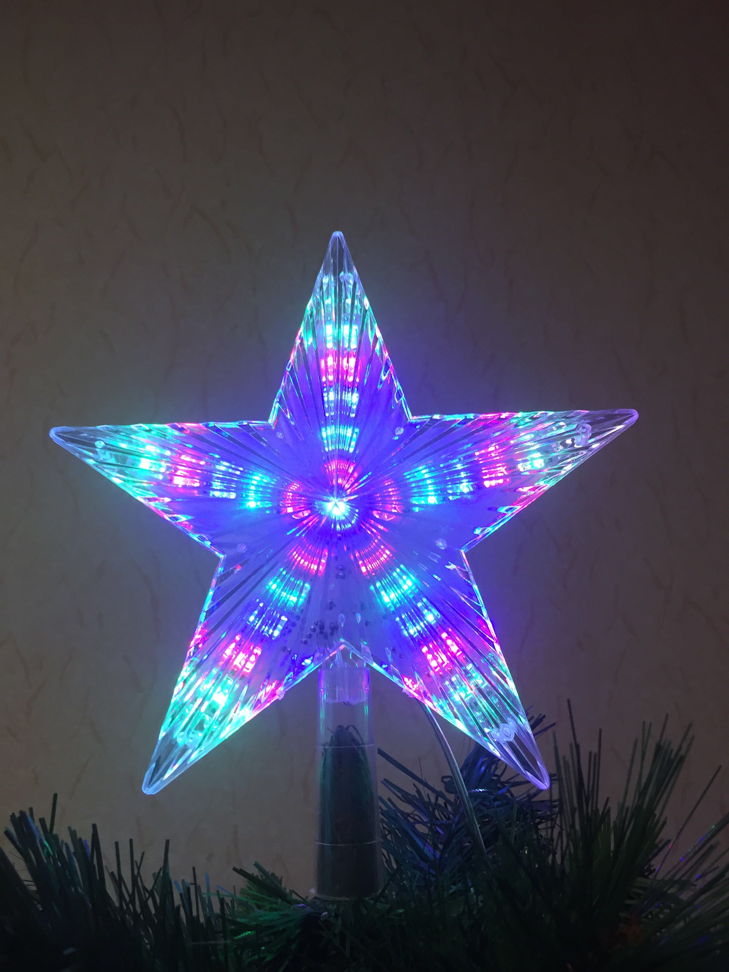 Фотография покупателя товара Светодиодная верхушка на ёлку «Звезда белая» 22 см, 30 LED, провод 2 метра, 220 В, свечение мульти - Фото 12