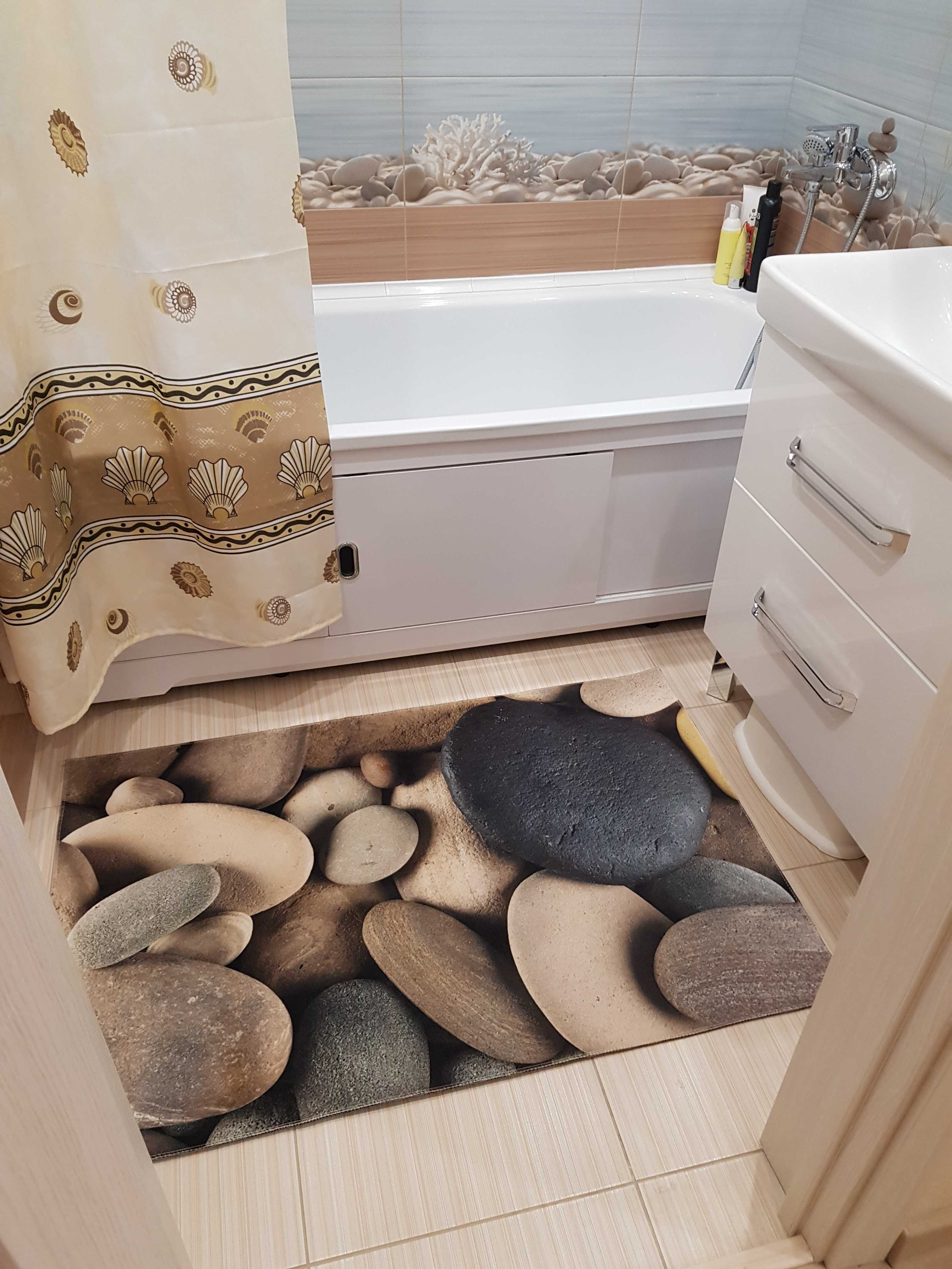 Фотография покупателя товара Коврик для ванной Доляна «Камни», 80×120 см - Фото 1