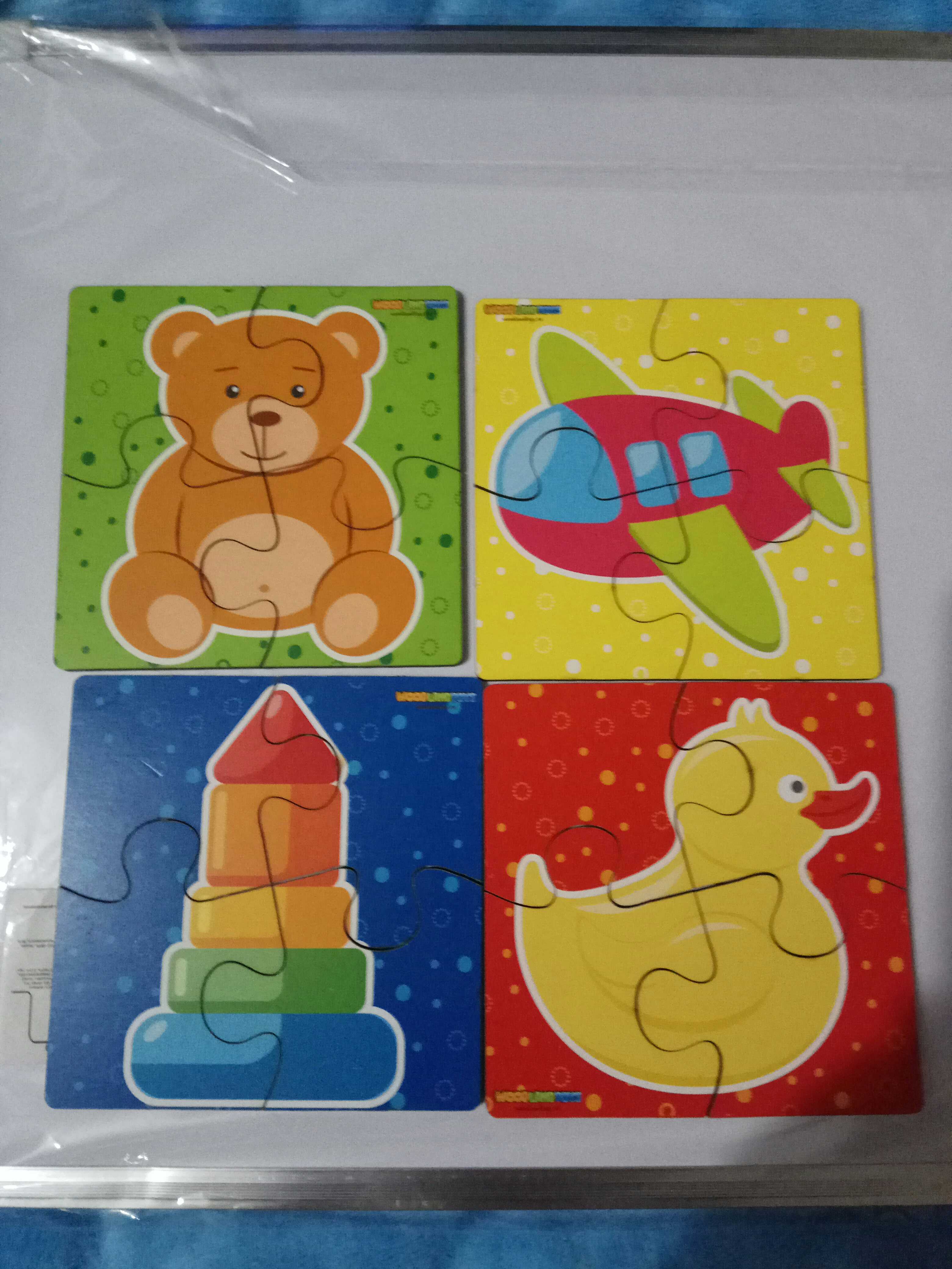 Фотография покупателя товара Набор пазлов для малышей «Игрушки» 4 картинки, размер 1 картинки: 10×10×1,4 см