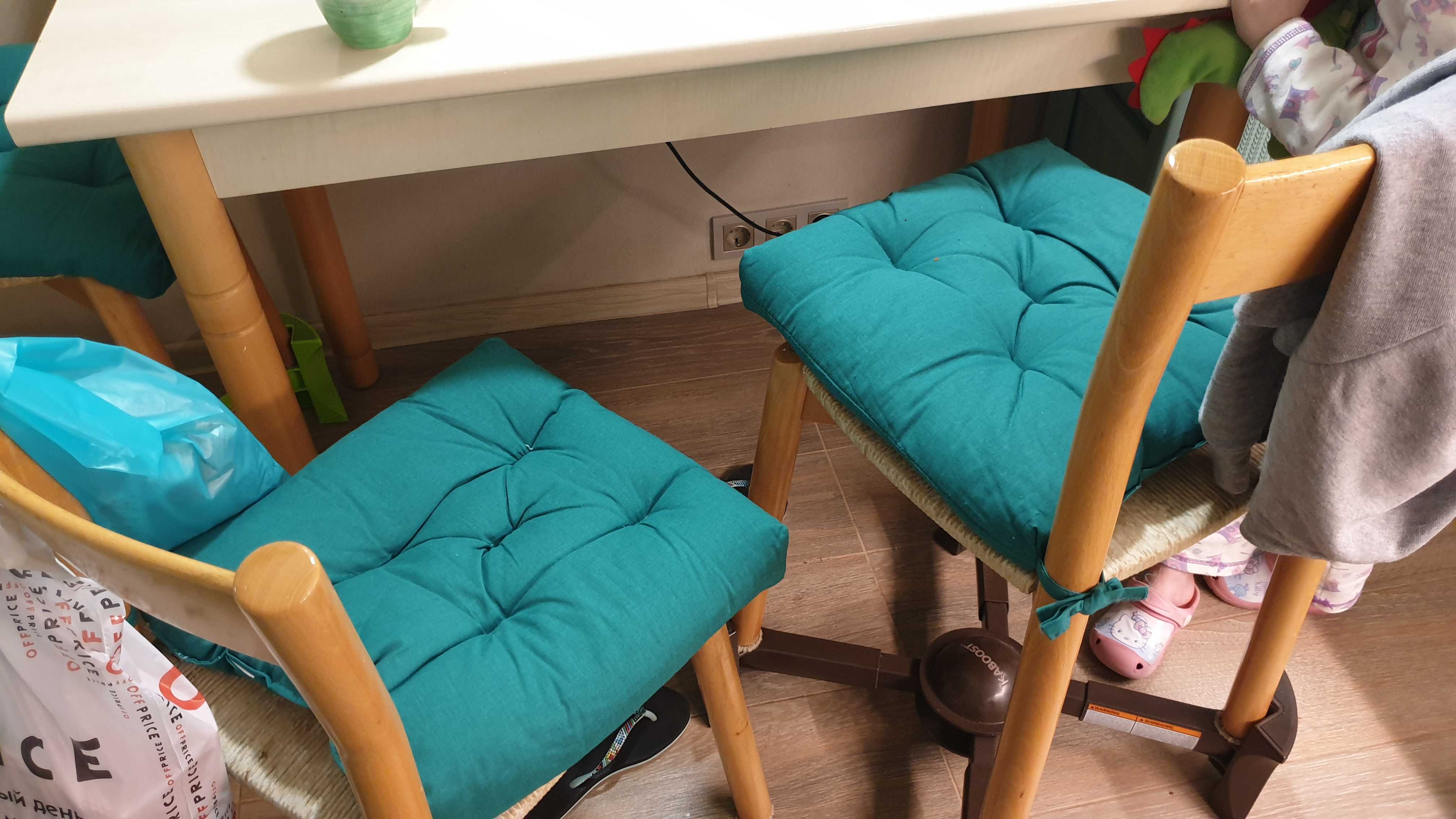 Фотография покупателя товара Набор подушек для стула 35х35см 2шт, цв.желтый, файбер, бязь хлопок 100% - Фото 16