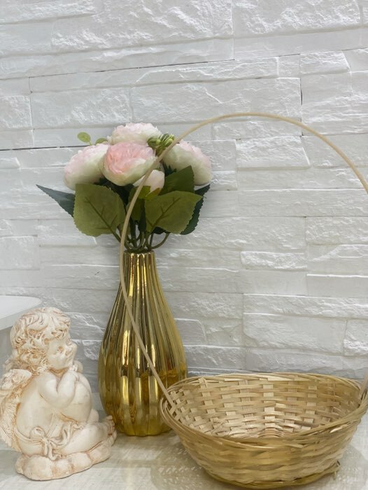 Фотография покупателя товара Корзина плетёная для хранения 19×19×5 см, ручка h=26 см, бамбуковая - Фото 4