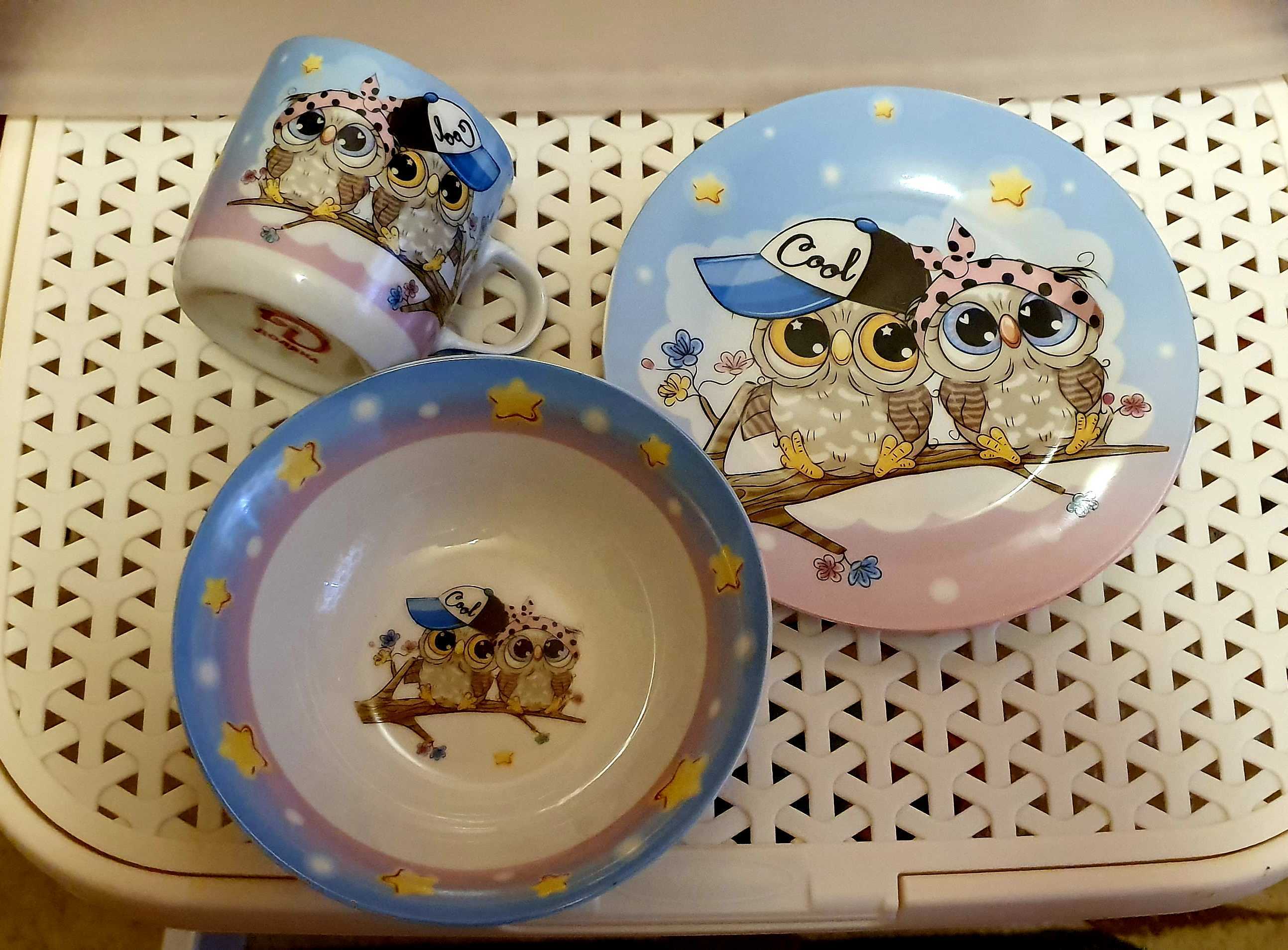 Фотография покупателя товара Набор детской посуды из керамики Доляна «Совы тинейджеры», 3 предмета: кружка 230 мл, миска 400 мл, тарелка d=18 см - Фото 10