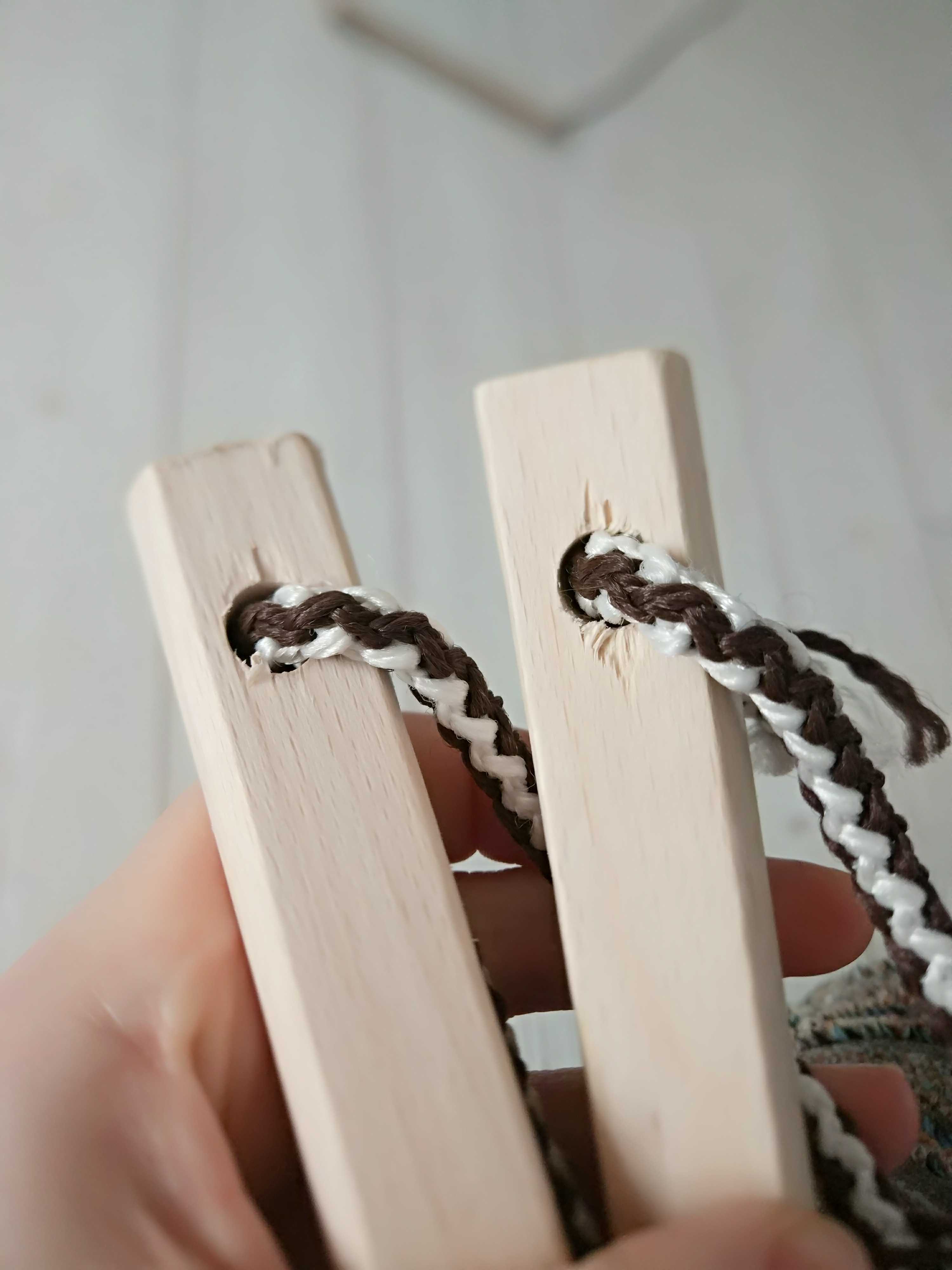 Фотография покупателя товара Лестница веревочная деревянная, неокрашенная, 2 м, цвет веревок микс - Фото 1