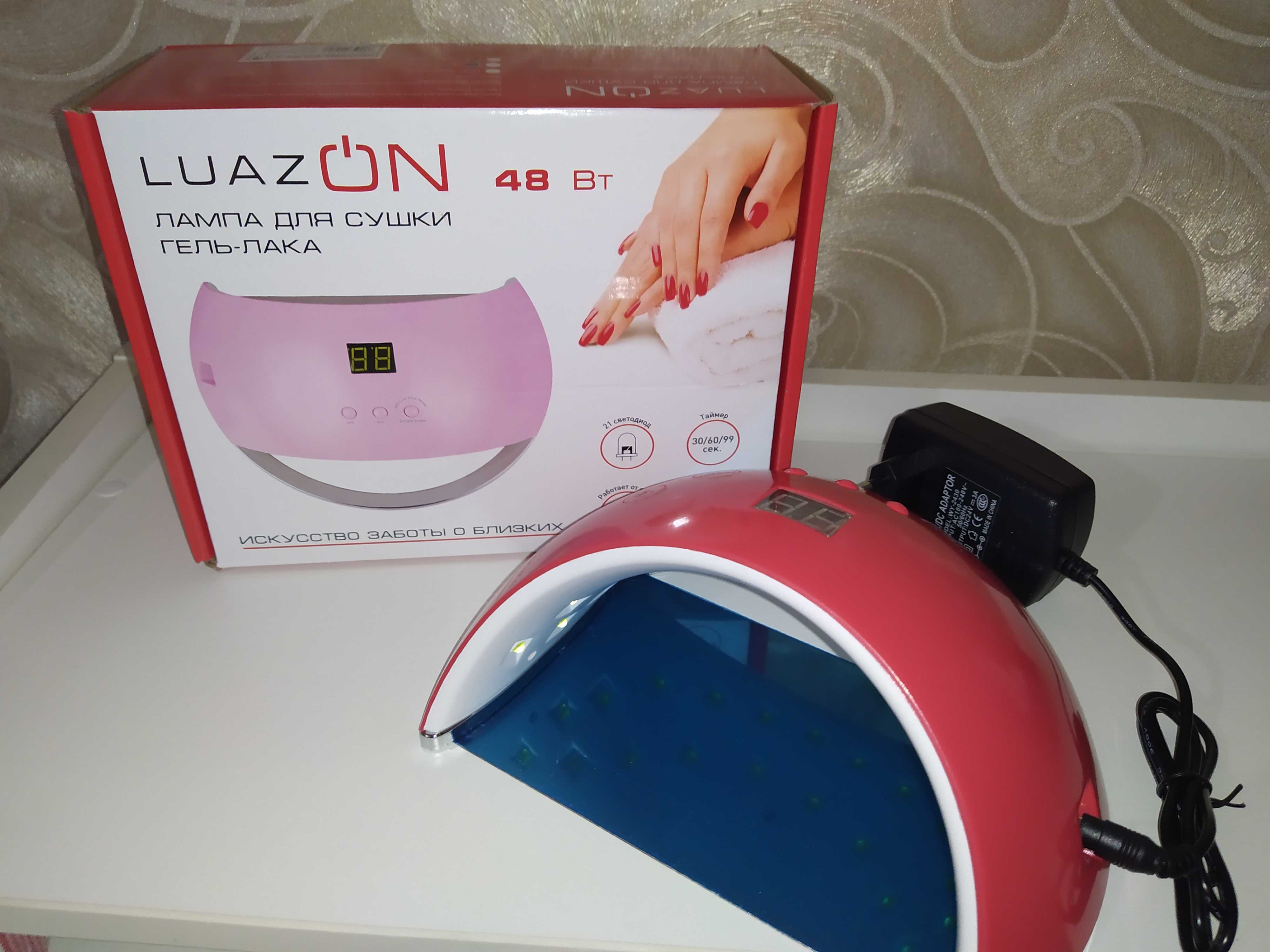 Фотография покупателя товара Лампа для гель-лака Luazon LUF-22, LED, 48 Вт, 21 диод, таймер 30/60/99 с, 220 В, красная - Фото 1