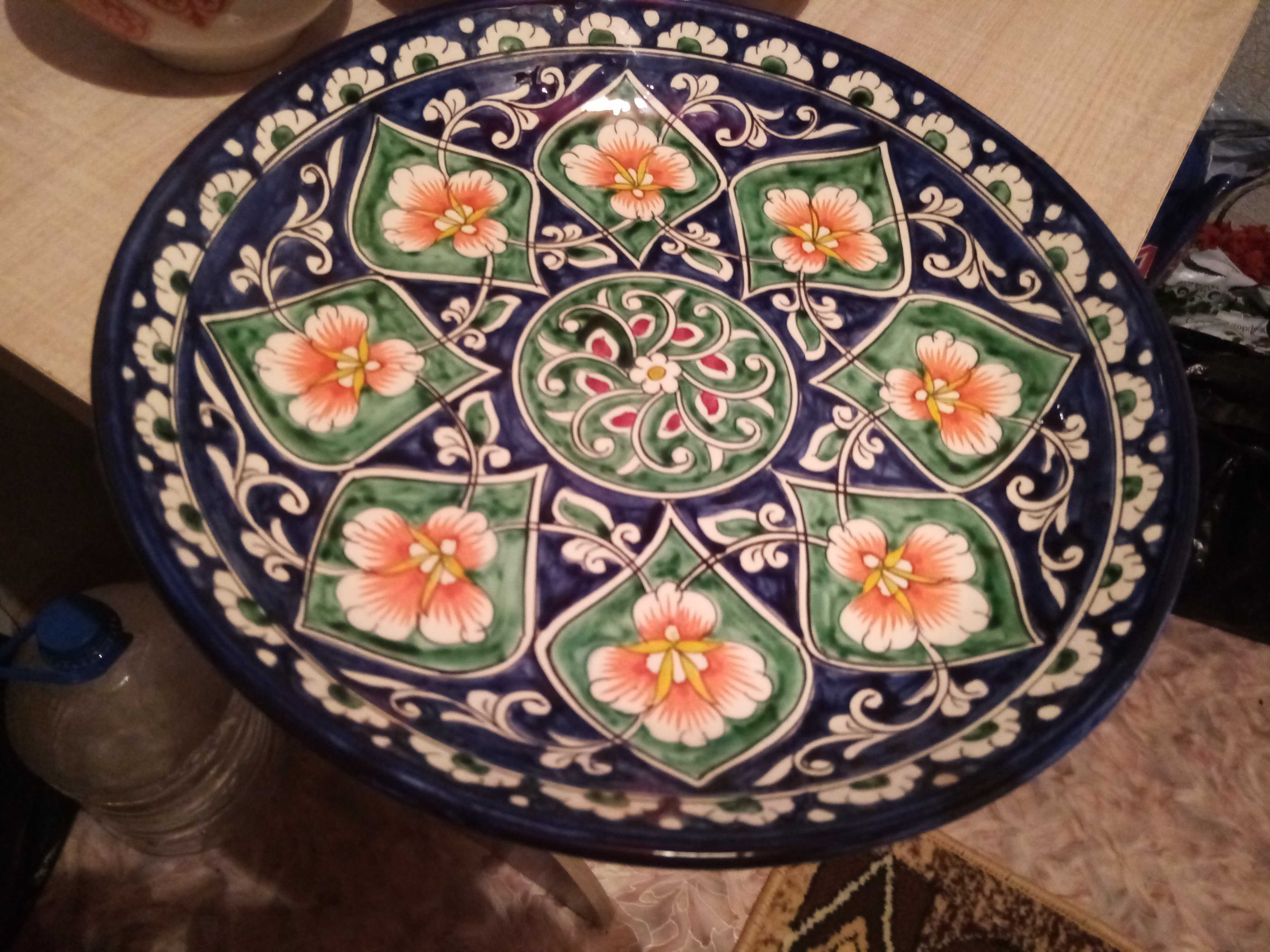Фотография покупателя товара Ляган Риштанская Керамика "Цветы", 25 см, синий - Фото 1