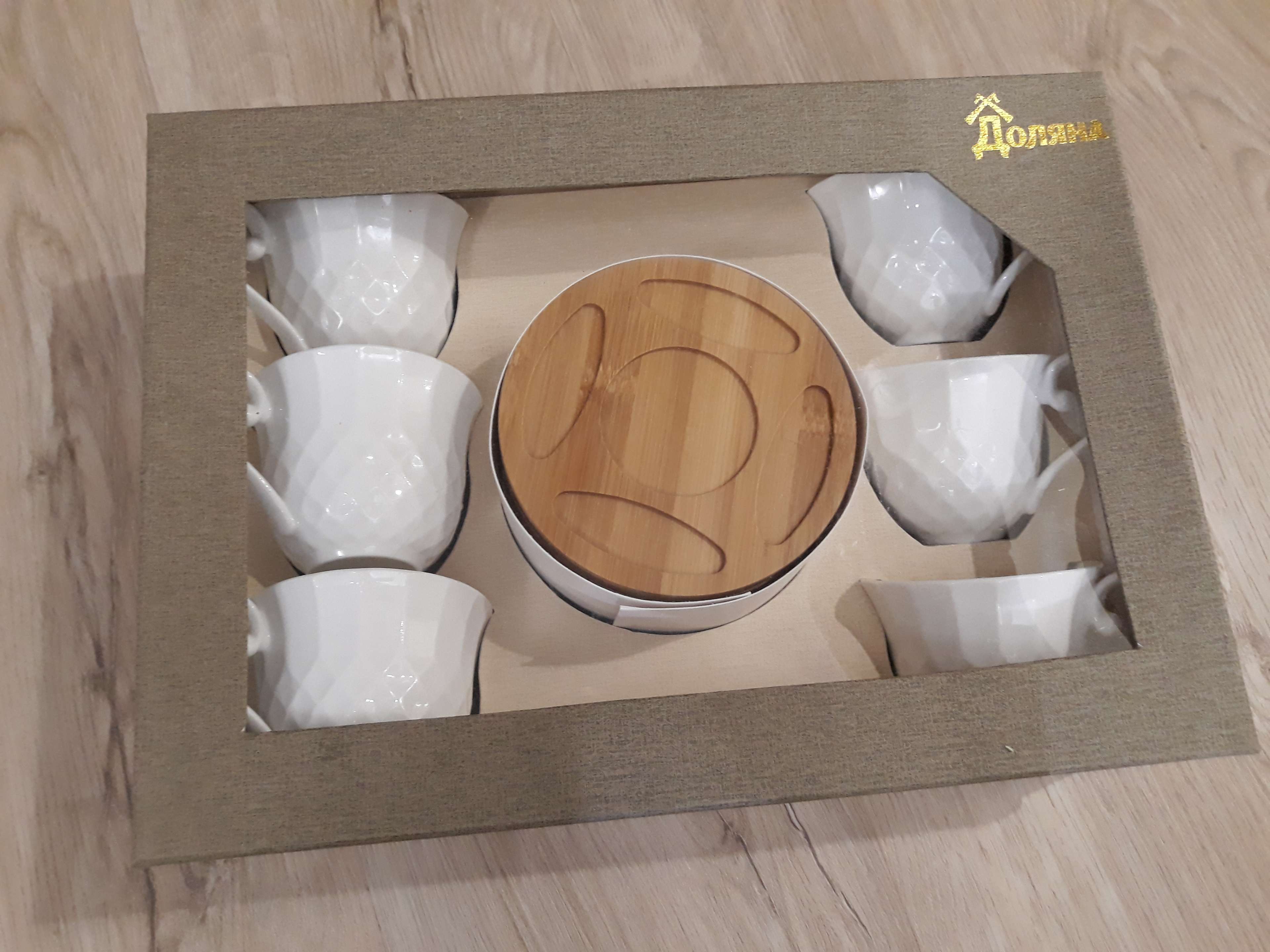 Фотография покупателя товара Набор чайный "Эстет", 12 предметов: 6 чашек 160 мл, 6 деревянных блюдец - Фото 1