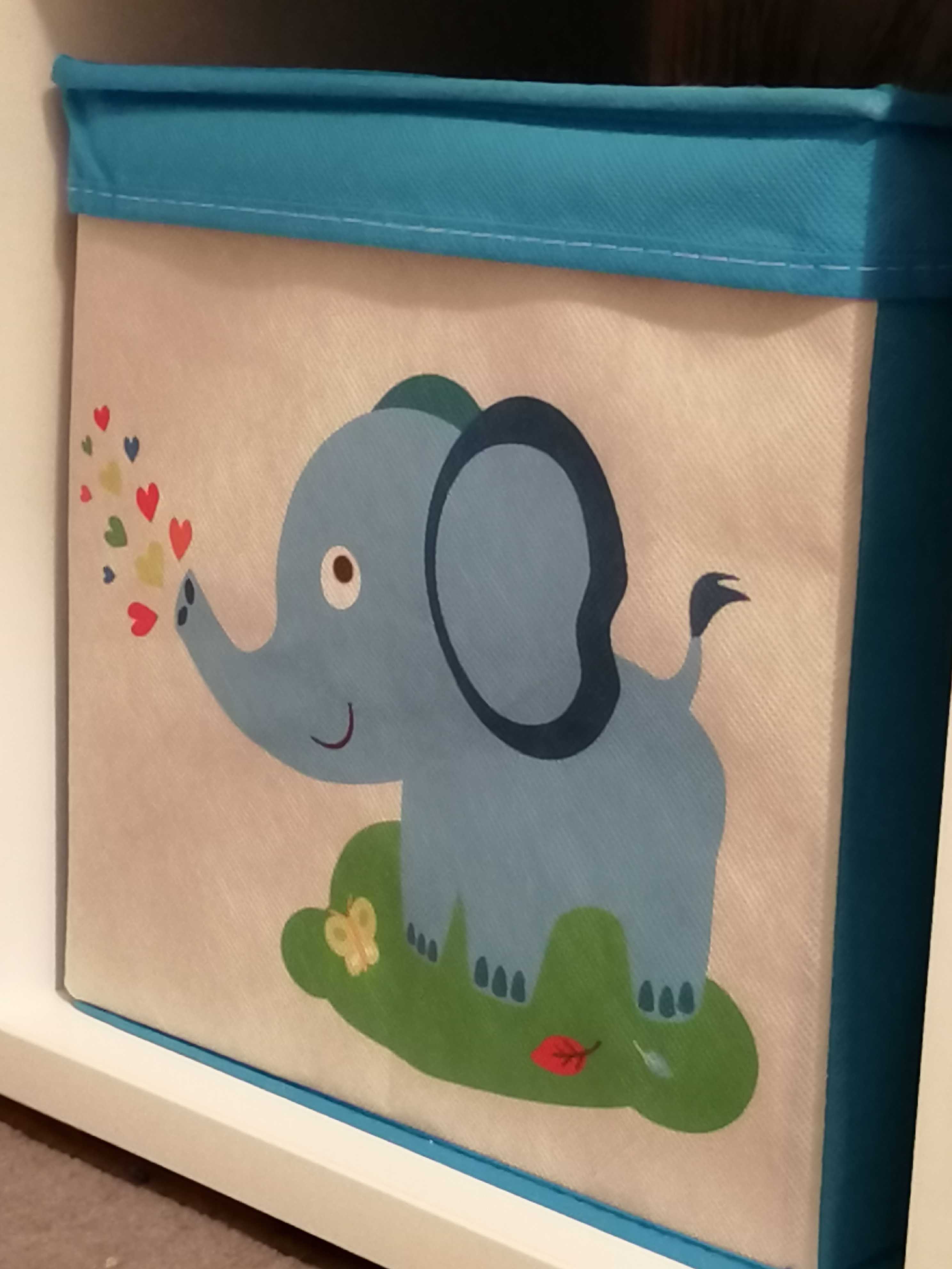 Фотография покупателя товара Короб стеллажный для хранения с крышкой «Слонёнок», 25×25×25 см, цвет серый - Фото 6