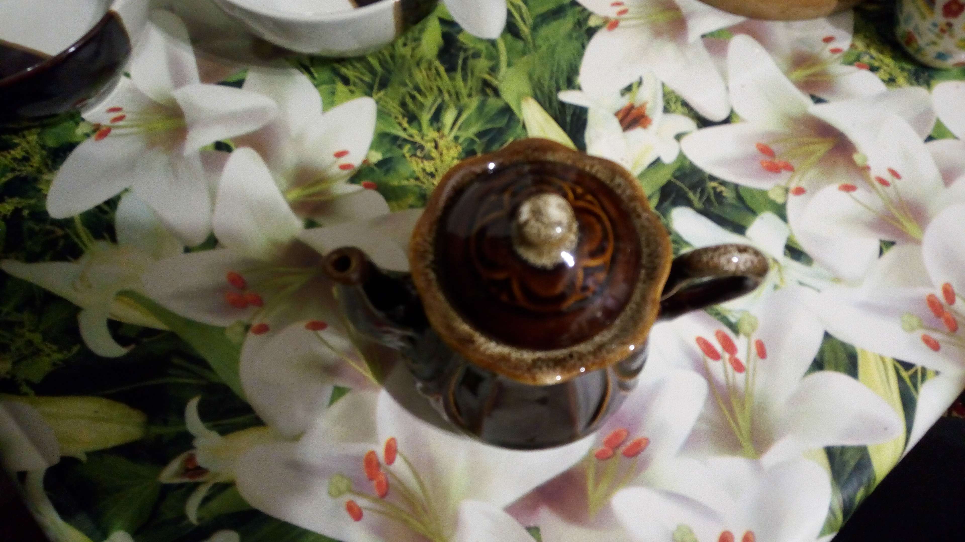 Фотография покупателя товара Чайник для заварки "Ажур", коричневый, керамика, 0.6 л - Фото 1