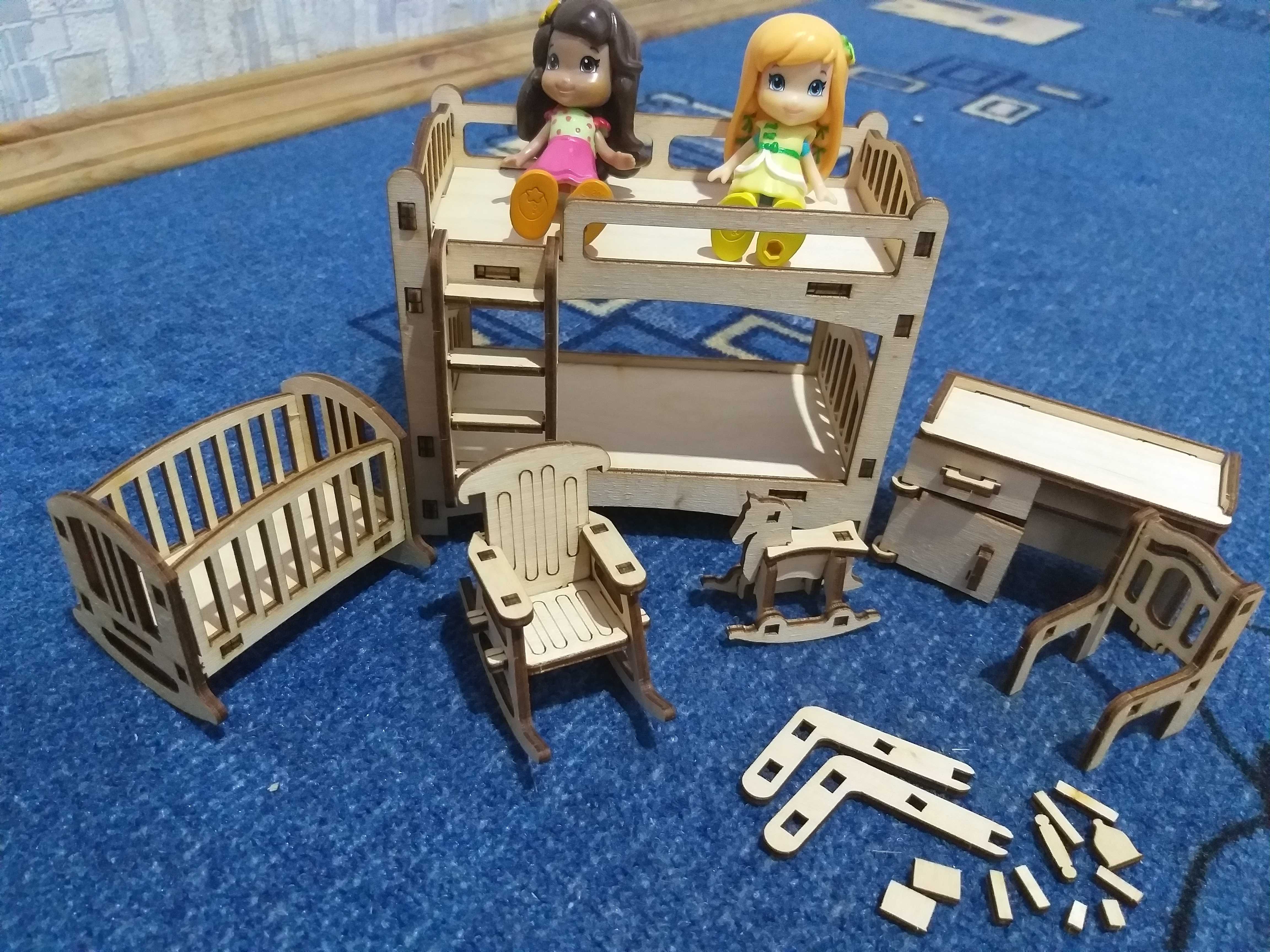 Фотография покупателя товара Набор деревянной мебели для кукол «Детская», 6 предметов, конструктор - Фото 12