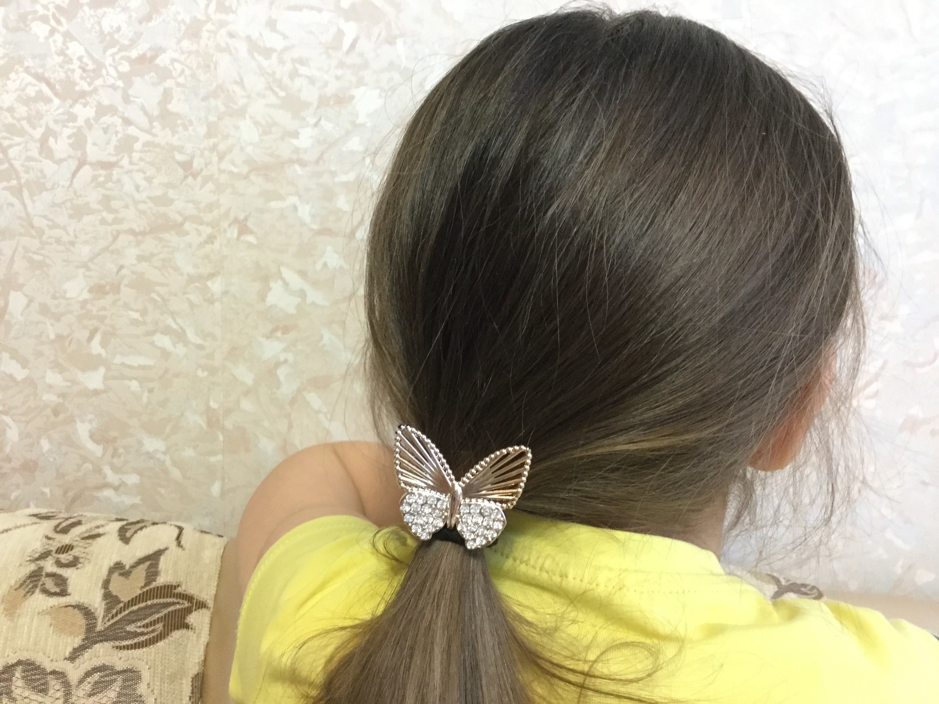 Фотография покупателя товара Резинка для волос "Кристальные кружева" бабочка, 3,8х3,5 см - Фото 1