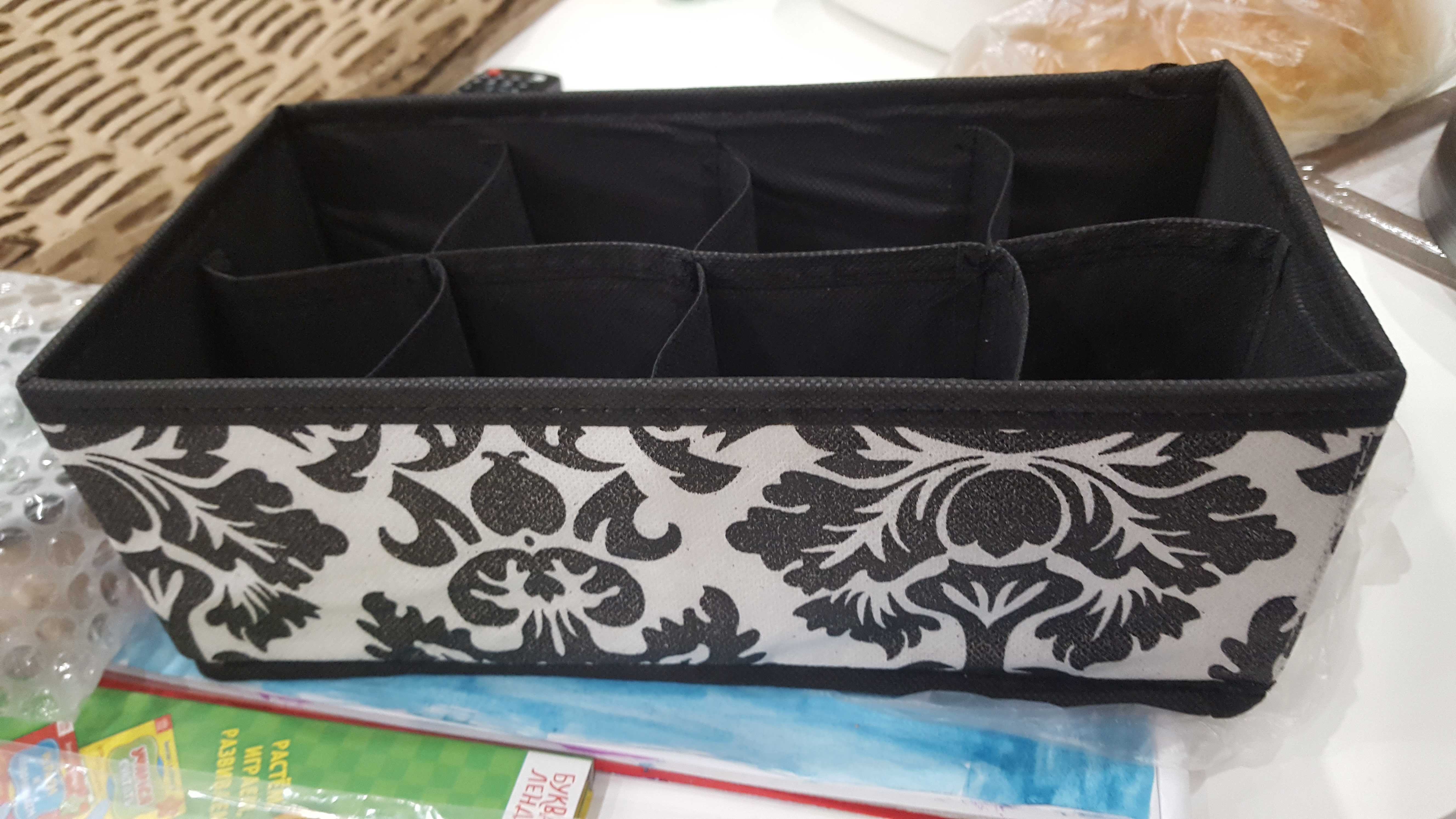 Фотография покупателя товара Органайзер для хранения белья «Вензель», 8 отделений, 28×14×10 см, цвет чёрно-белый