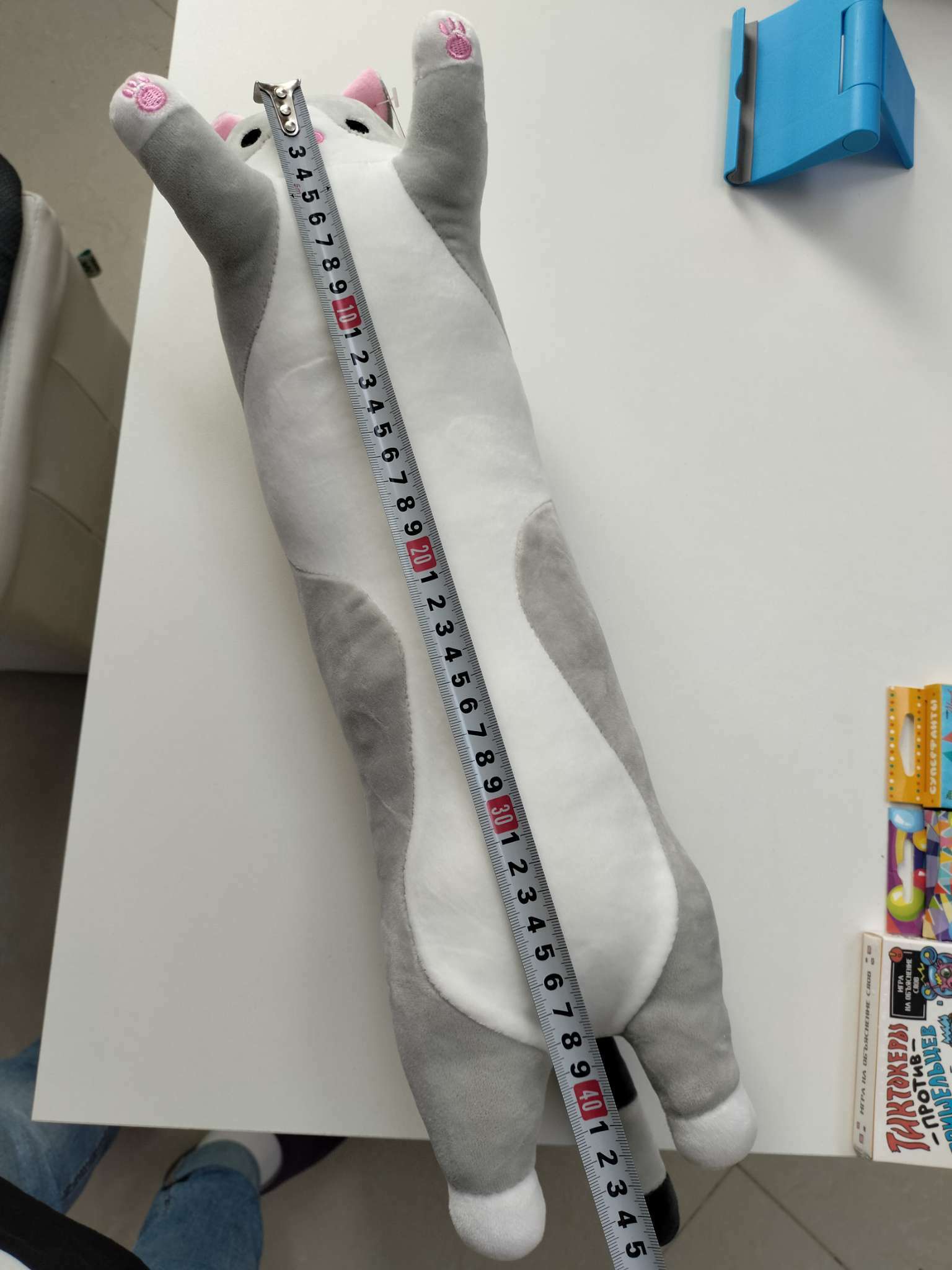 Фотография покупателя товара Мягкая игрушка «Кот Батон», цвет серый, 50 см - Фото 2