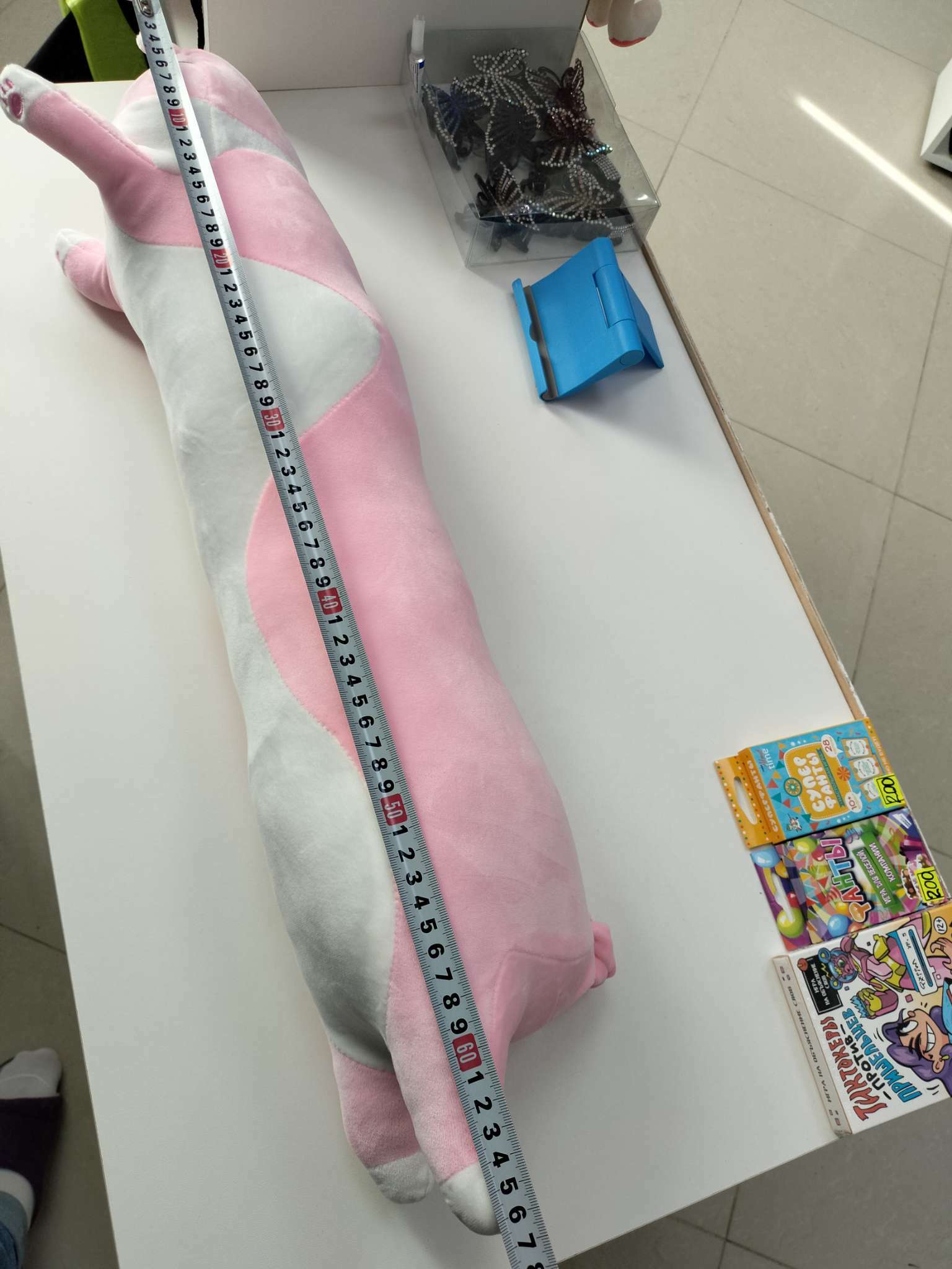 Фотография покупателя товара Мягкая игрушка «Кот Батон», цвет розовый, 70 см - Фото 2