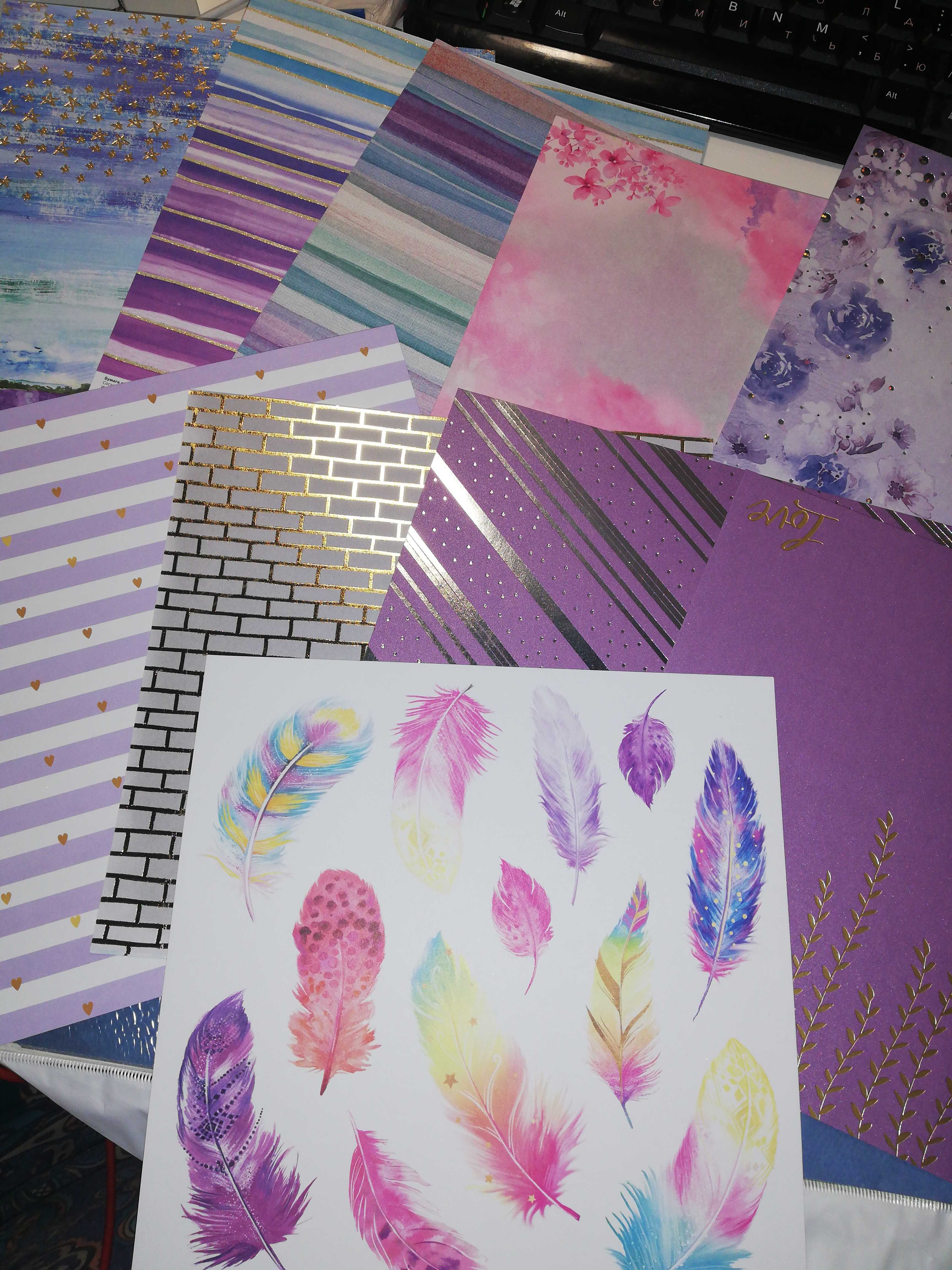 Фотография покупателя товара Набор бумаги для скрапбукинга «Фиолетовый», 10 листов, 20 × 20 см - Фото 2