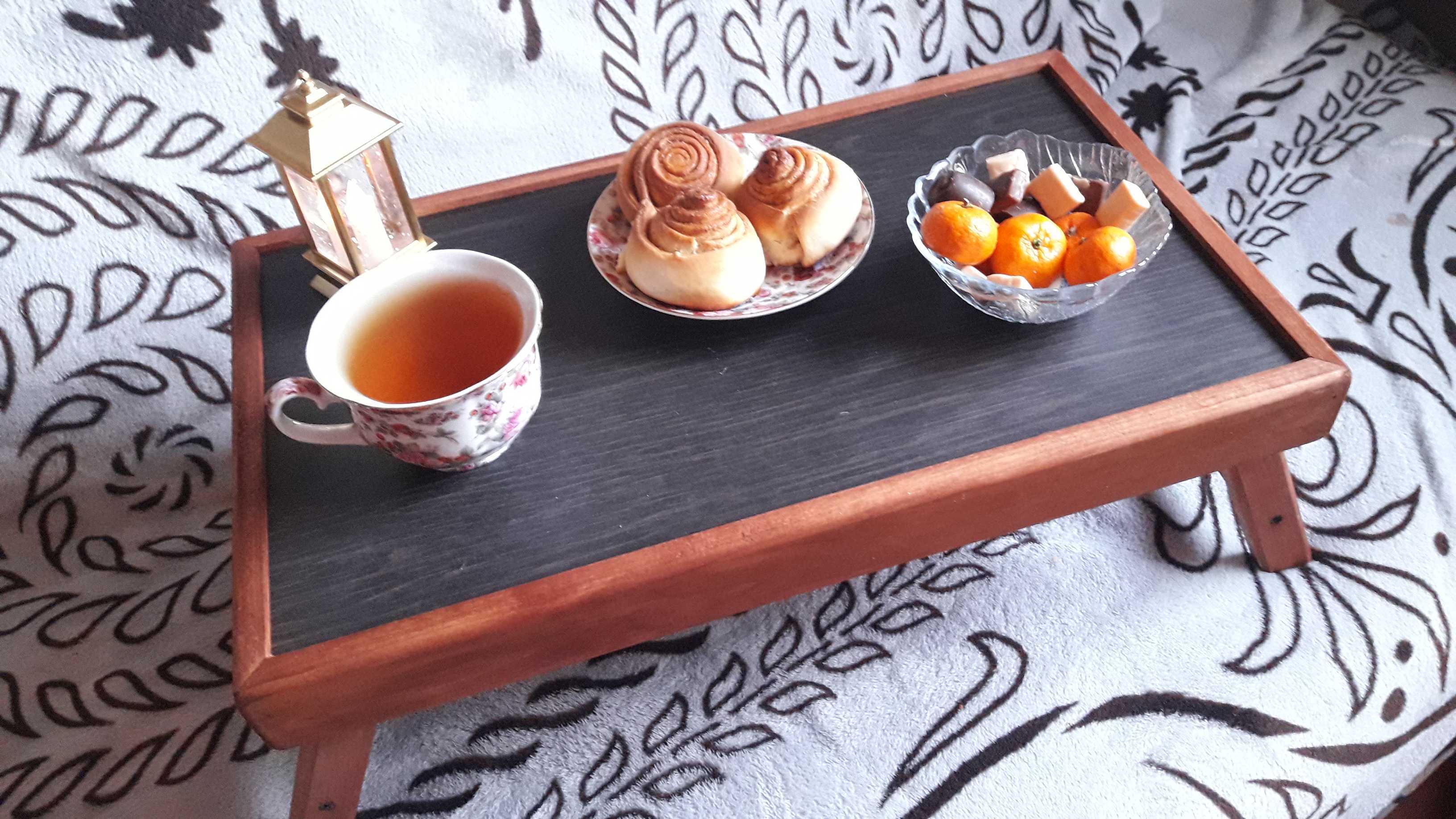 Фотография покупателя товара Столик для завтрака складной, 50×30см, морёный - Фото 3