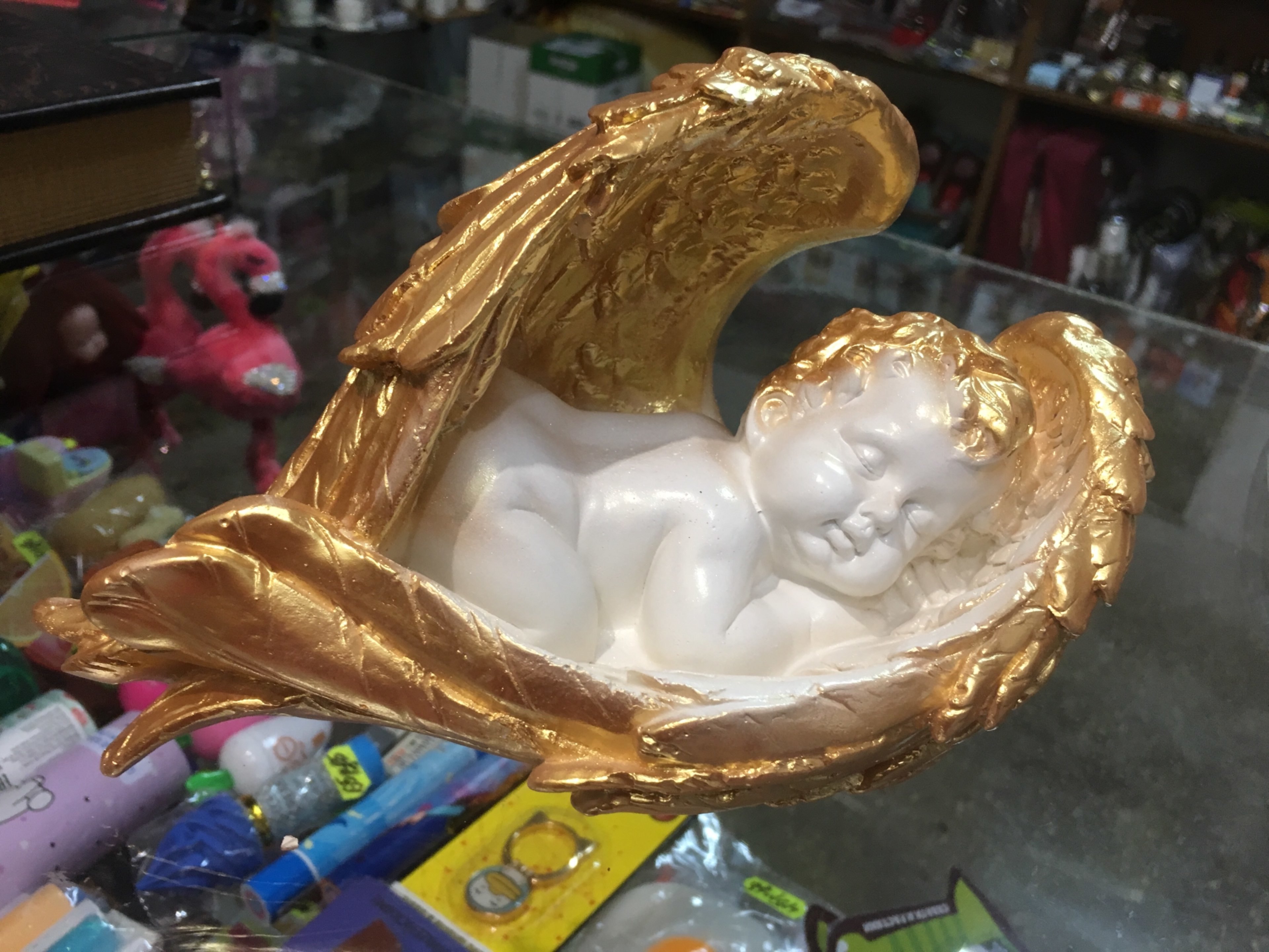 Фотография покупателя товара Сувенир "Ангел спящий", бело-золотистый, 13 см